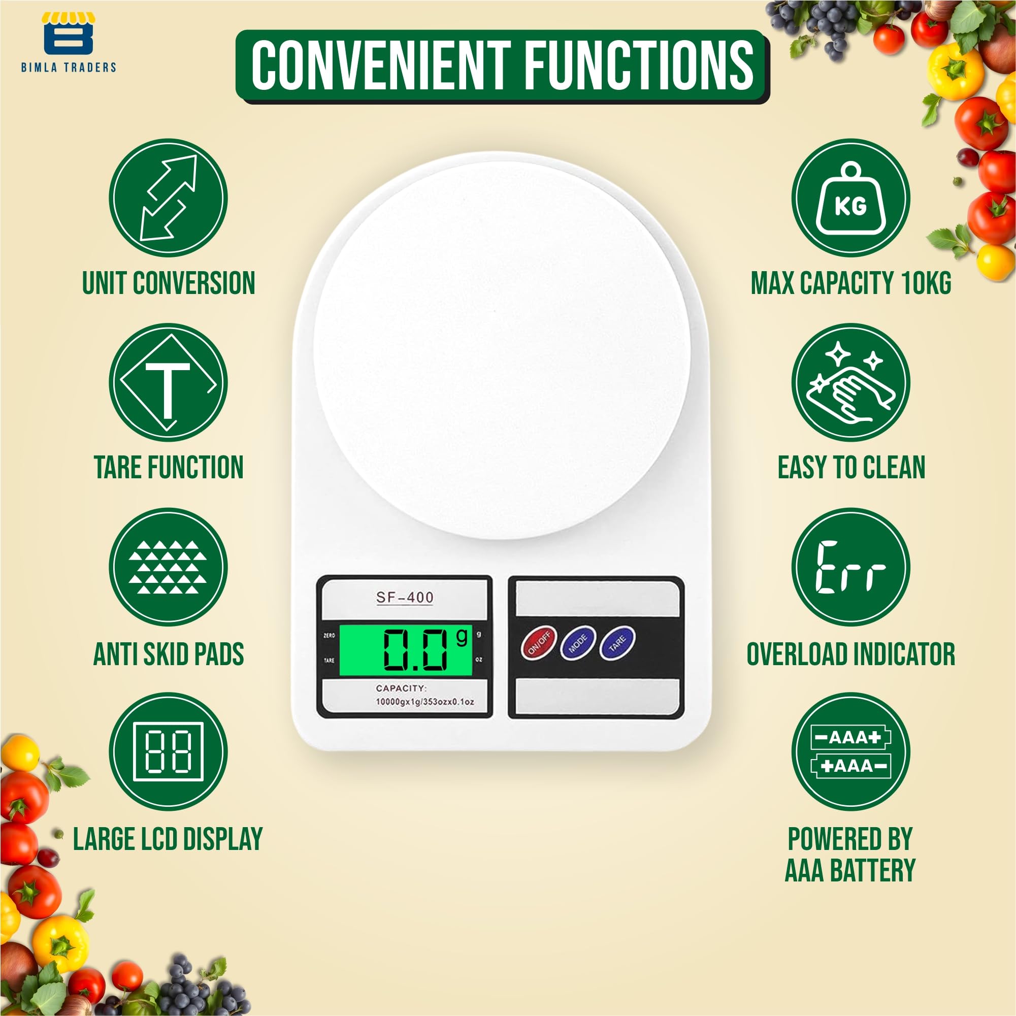 Btag Digital Kitchen Food Weighing Scale For Healthy Living, Home Baking, Cooking, Fitness & Balanced Diet. | Weighing Scale Wit