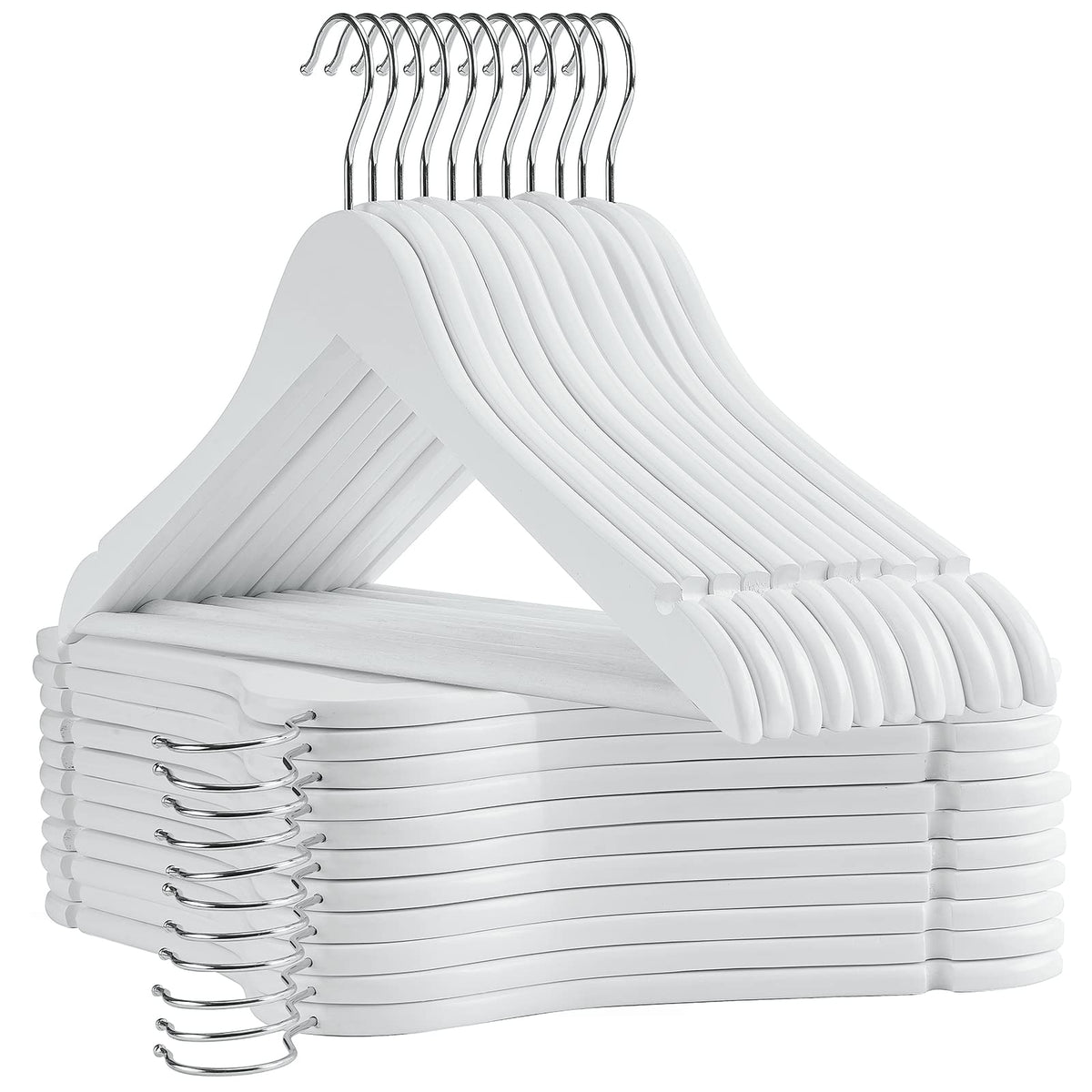 Uinicor Wooden Hangers 30 Pack Slim Wood Hangers Coat Hangers For Closet, Heavy Duty Clothes Hanger Precisely Cut Notches Wooden