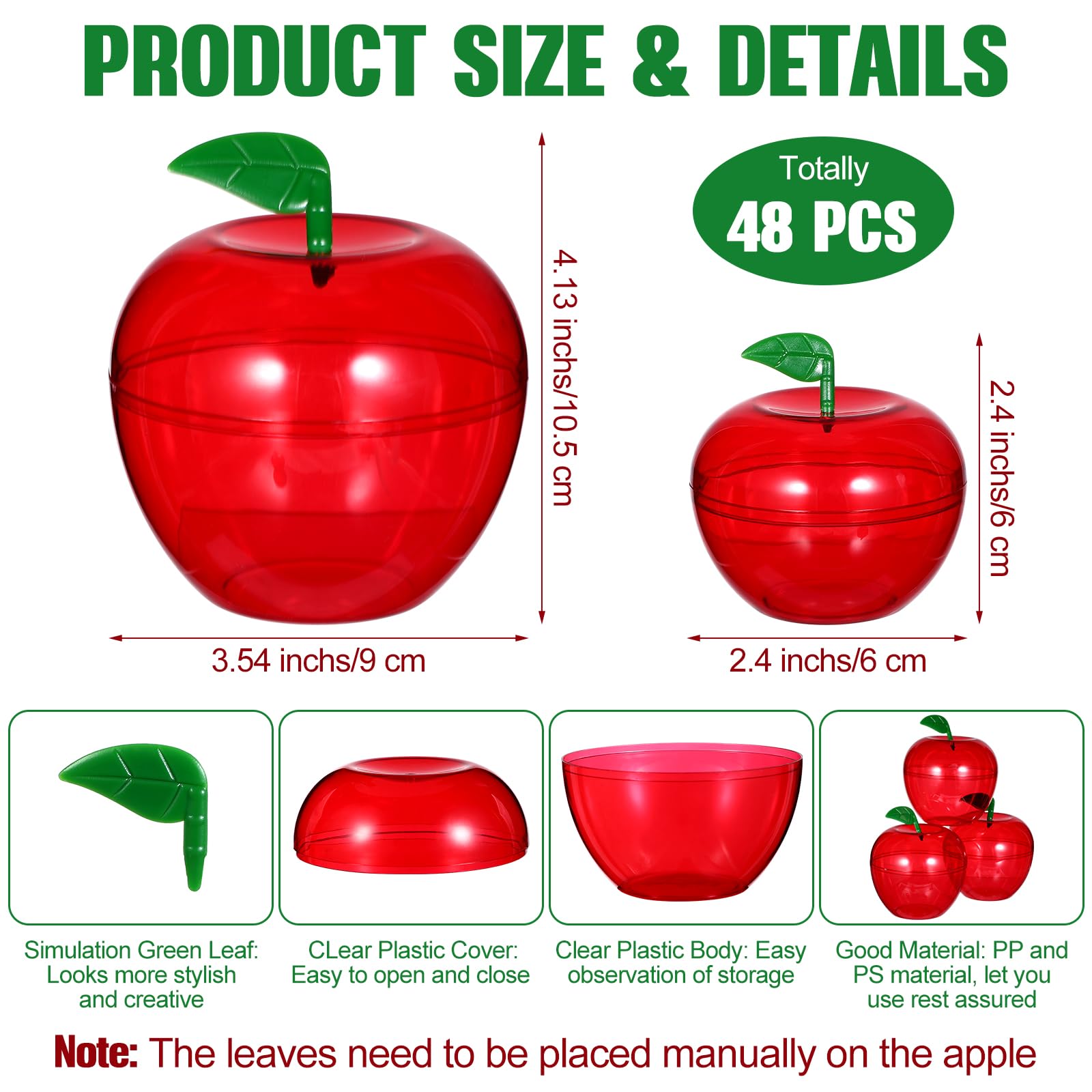 Tioncy Red Apple Container Plastic Apple Candy Jars Apple Decorations For Back To School Classroom Decoration Wedding Valentine