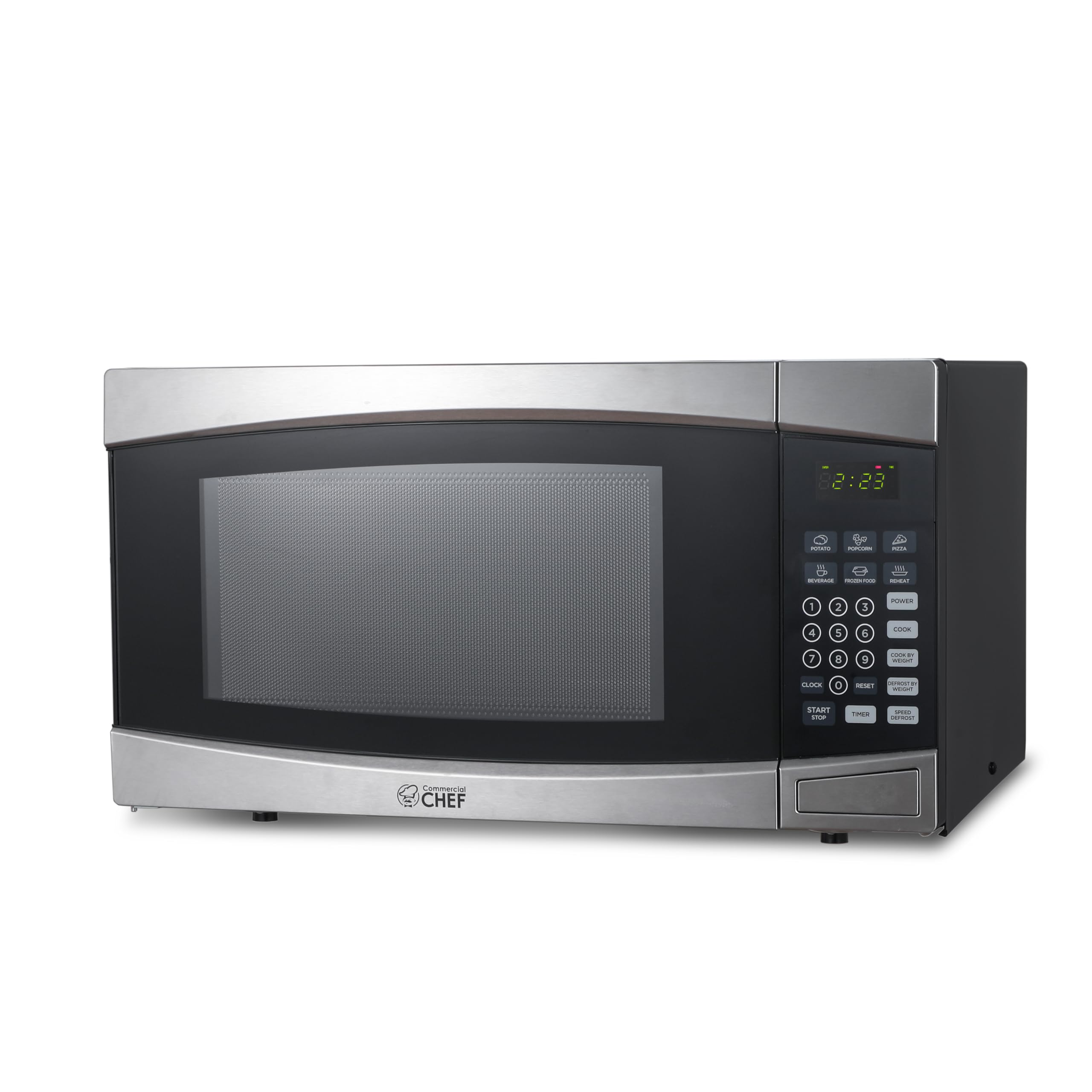 Commercial Chef 1.4 Cubic Foot Microwave With 10 Power Levels, Small Microwave With Push Button, 1100 Watt Microwave With Digita
