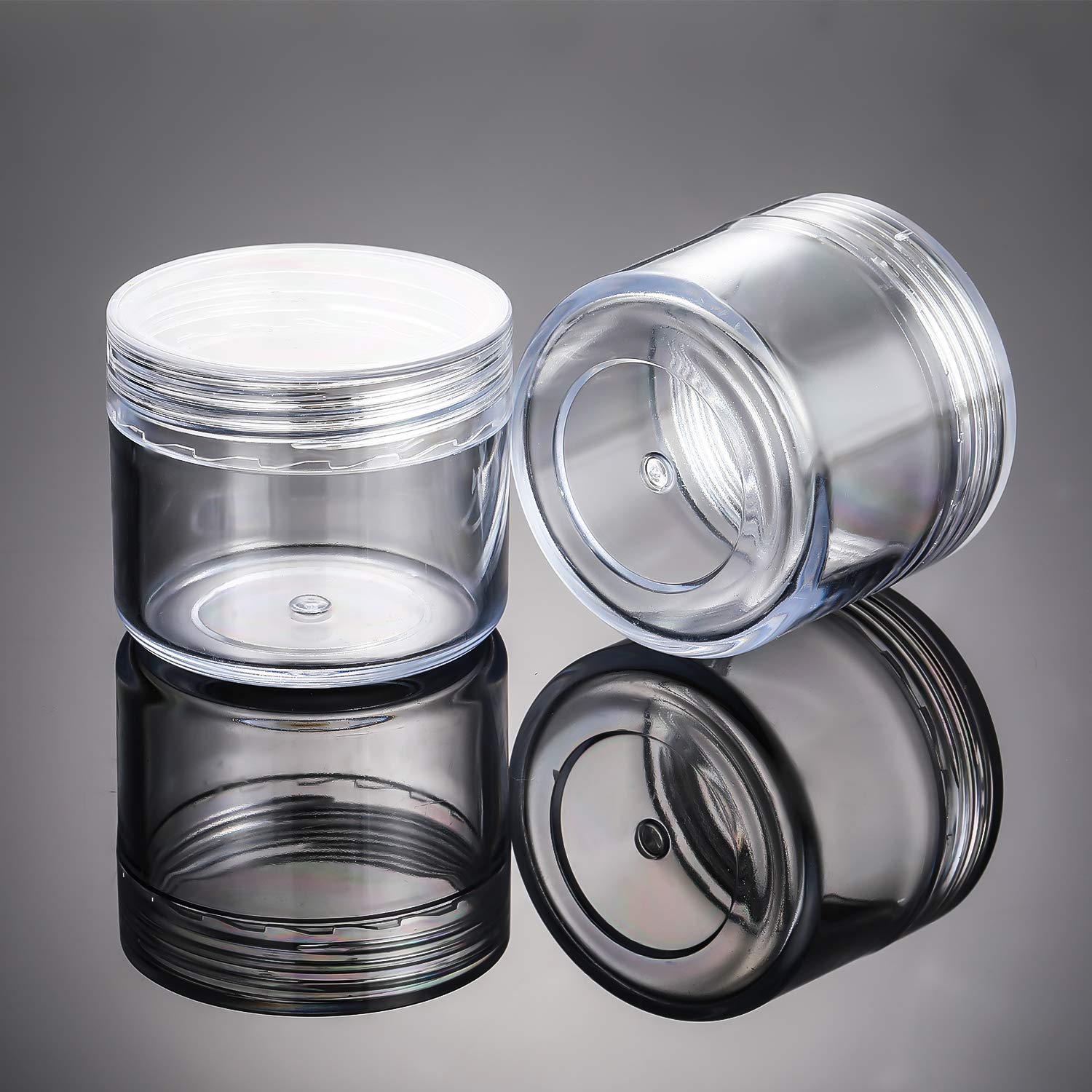 20 Pieces Round Pot Jars Plastic Cosmetic Containers Set With Lid For Liquid Creams Sample, 20 Ml/ 0.7 Oz (Clear Lid)