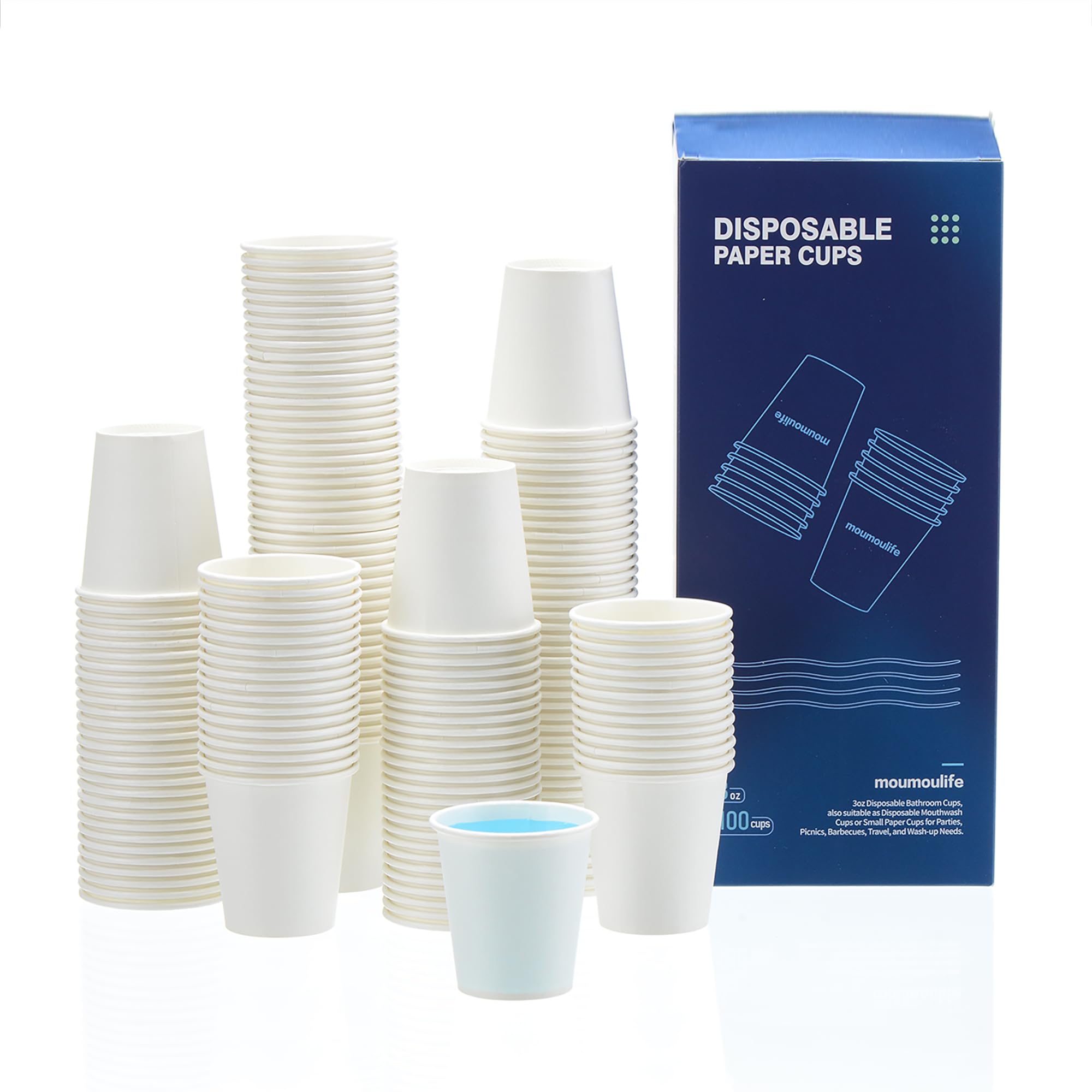 MOUMOULIFE 1000 Count 3 oz Disposable Bathroom Paper Cups, Small White Mouthwash Cups, Great for Parties, Bathroom Use, Picnics 