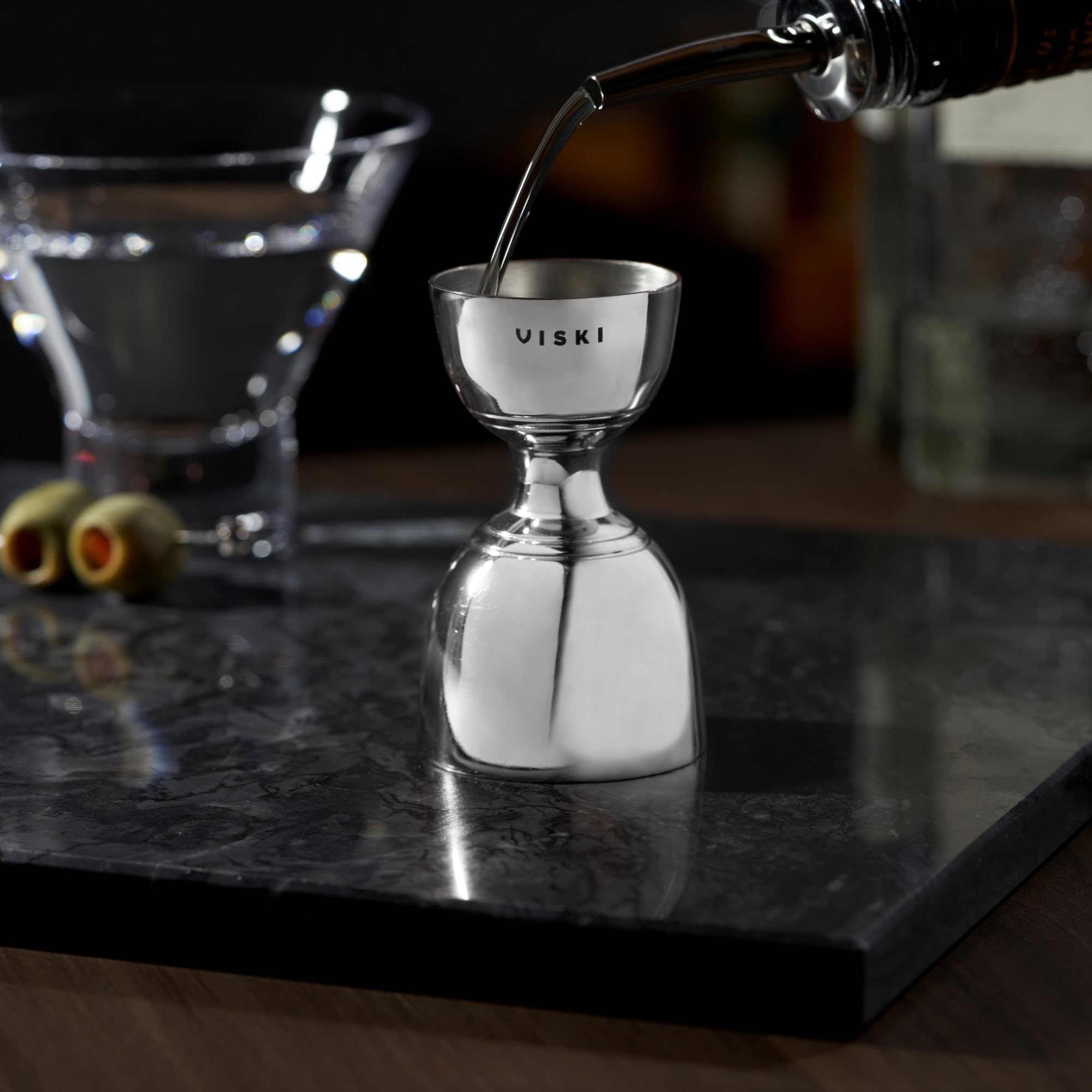 Viski Canterbury Double Measure For Cocktails, Bar Tools And Accessories Stainless Steel Bartender Tool Measuring Shot Set Of 1