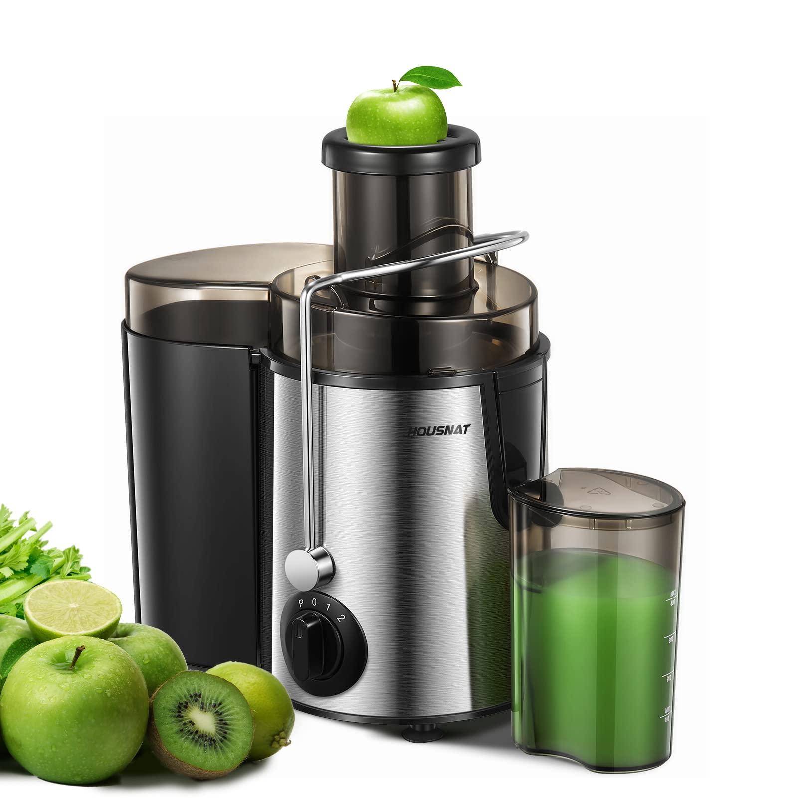 Juicer Machines, Housnat Juicer Whole Fruit And Vegetables With 3-Speed Setting, Upgraded Version 400 W Motor Quick Juicing, Cle