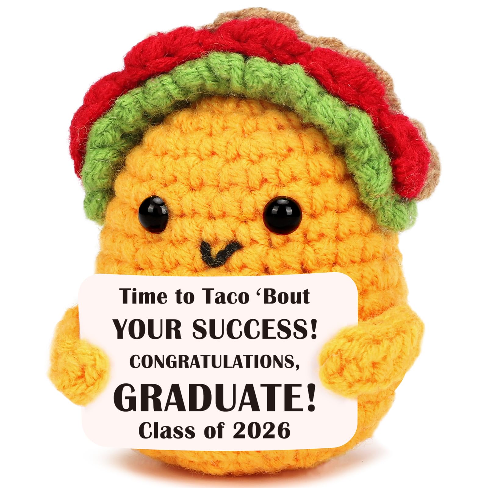Mini Graduation Gifts 2026 for Him Her Handmade Crochet Taco for Graduate Friends Roommates Classmates Class of 2026 Gift for Da