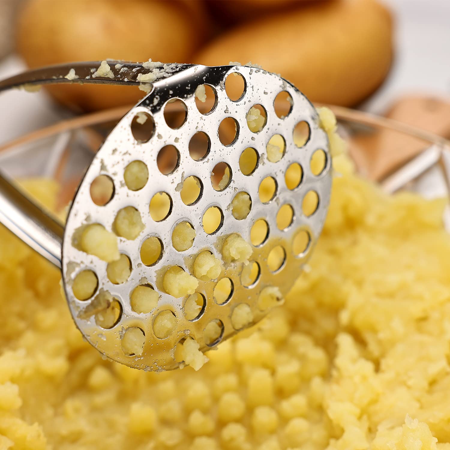 Joyoldelf Heavy Duty Stainless Steel Potato Masher With Potato Peelers, Masher Kitchen Tool & Food Masher/Potato Smasher With Si