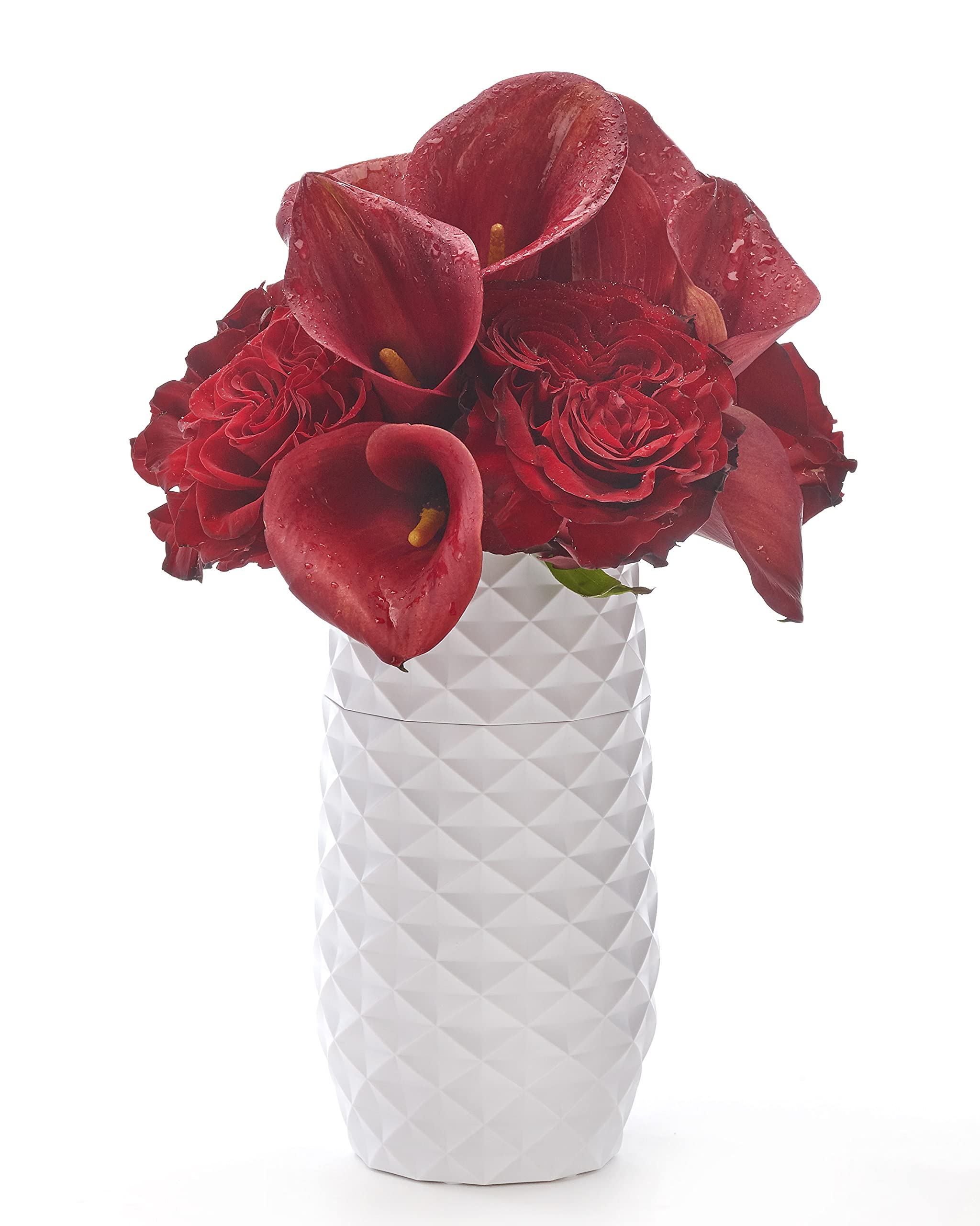 The Amaranth Vase - Unique Design for Easy Water Draining and Stem Access - Impact Resistant Plastic and Marble Blend - The Smar