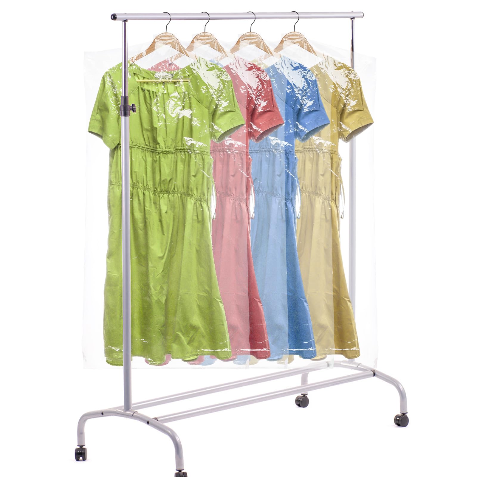 Avla 50 Pack Plastic Garment Bags, Clear Dry Cleaner Bags, Hanging Clothes Cover Protector Bag For Closet Storage, Transparent H