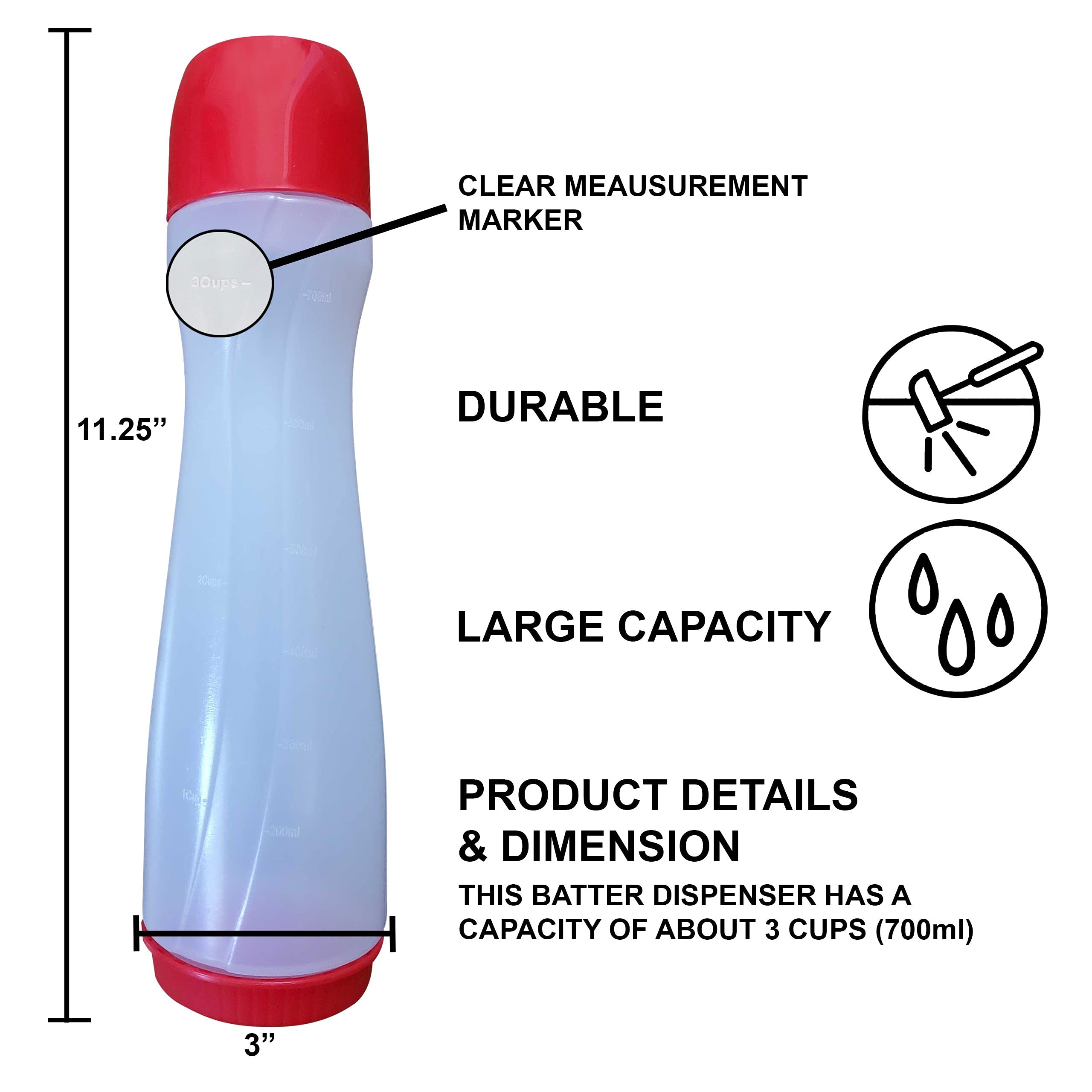Bahoki Essentials Pancake Pen - Easy Squeeze Pancake Art Plastic Bottle Container - Pancake And Crepe Batter Mixer And Dispenser
