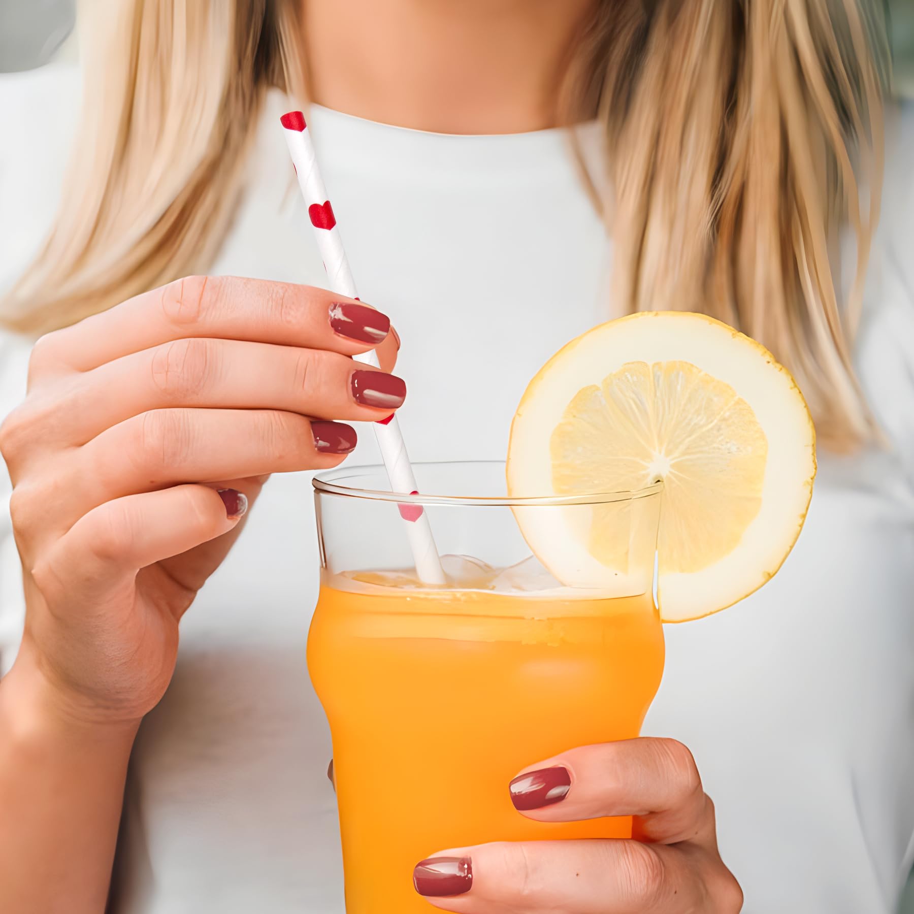 [140 Pack] Paktalk Valentine Straws, 7 Assorted Red And White Straws Red White Striped Dot Wave Star Paper Straws Disposable For