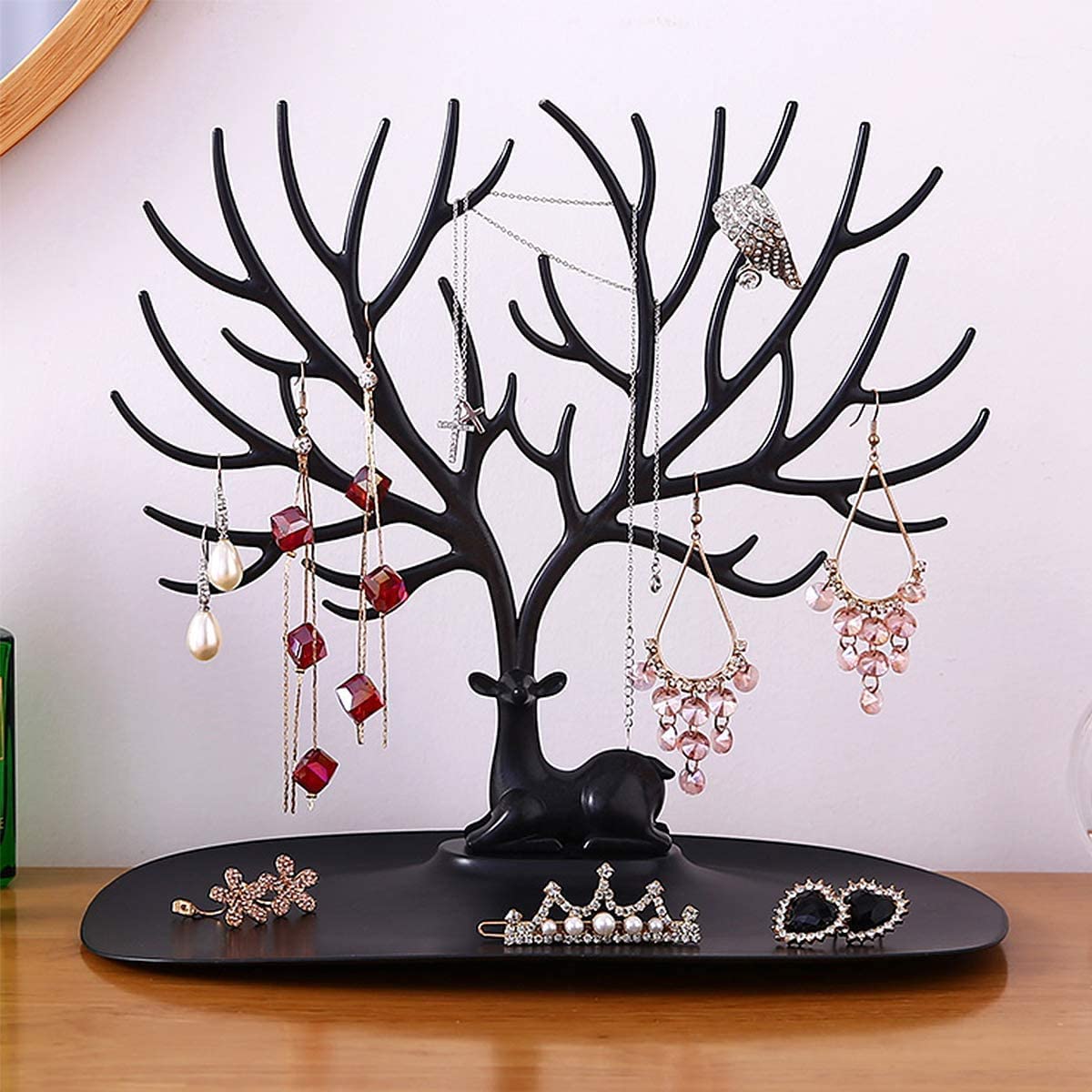 Seahaven Abs Plastic Little Deer Accessories Creative Sika Deer Tree Tray Display Stand Holder Organizer, Jewelry Rack, Key Hold