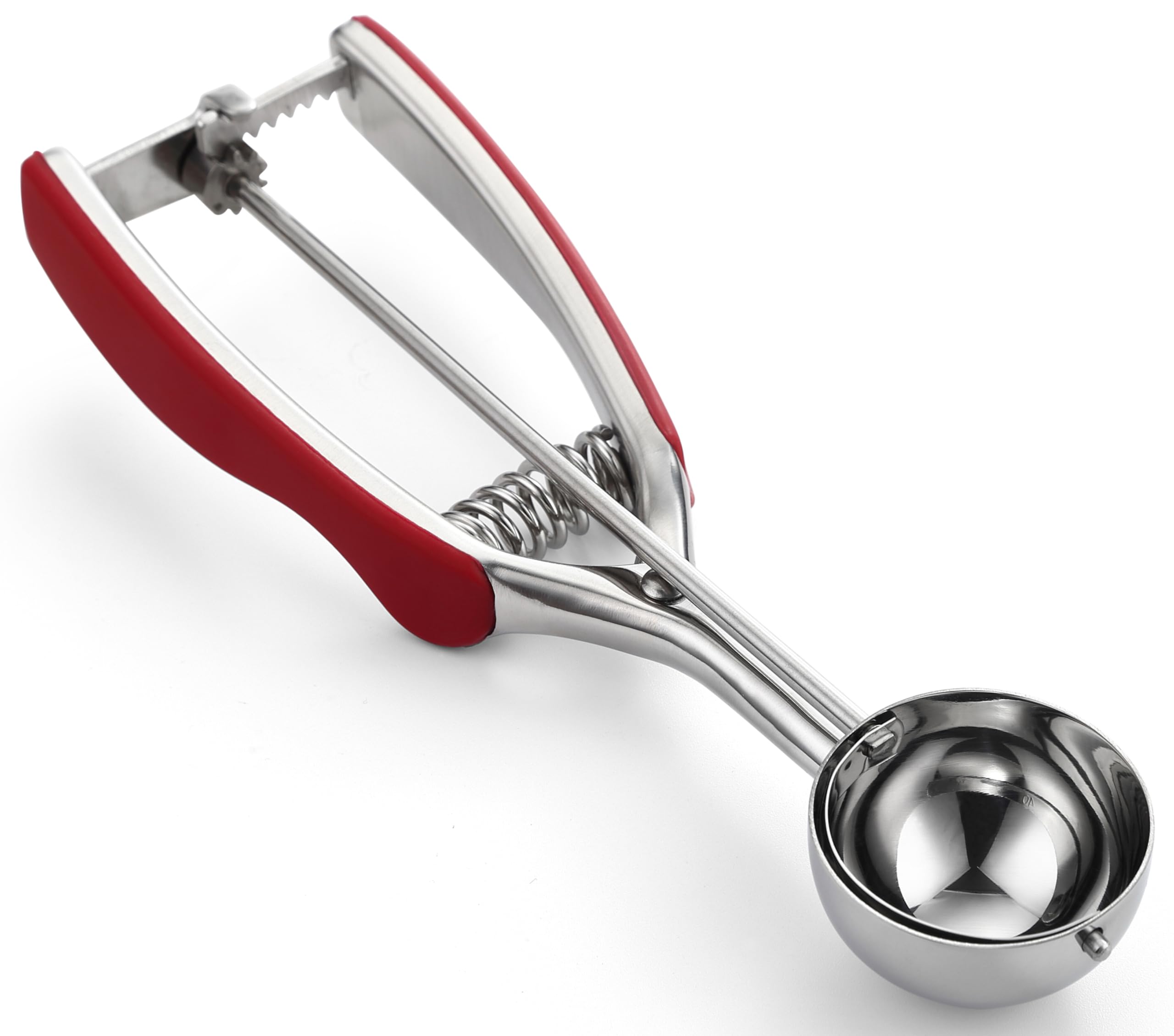 Spring Chef - Red Medium Cookie Scoop For Baking, Multifunctional #40 Melon Baller Scoop With Trigger Release, Ice Cream, Stainl