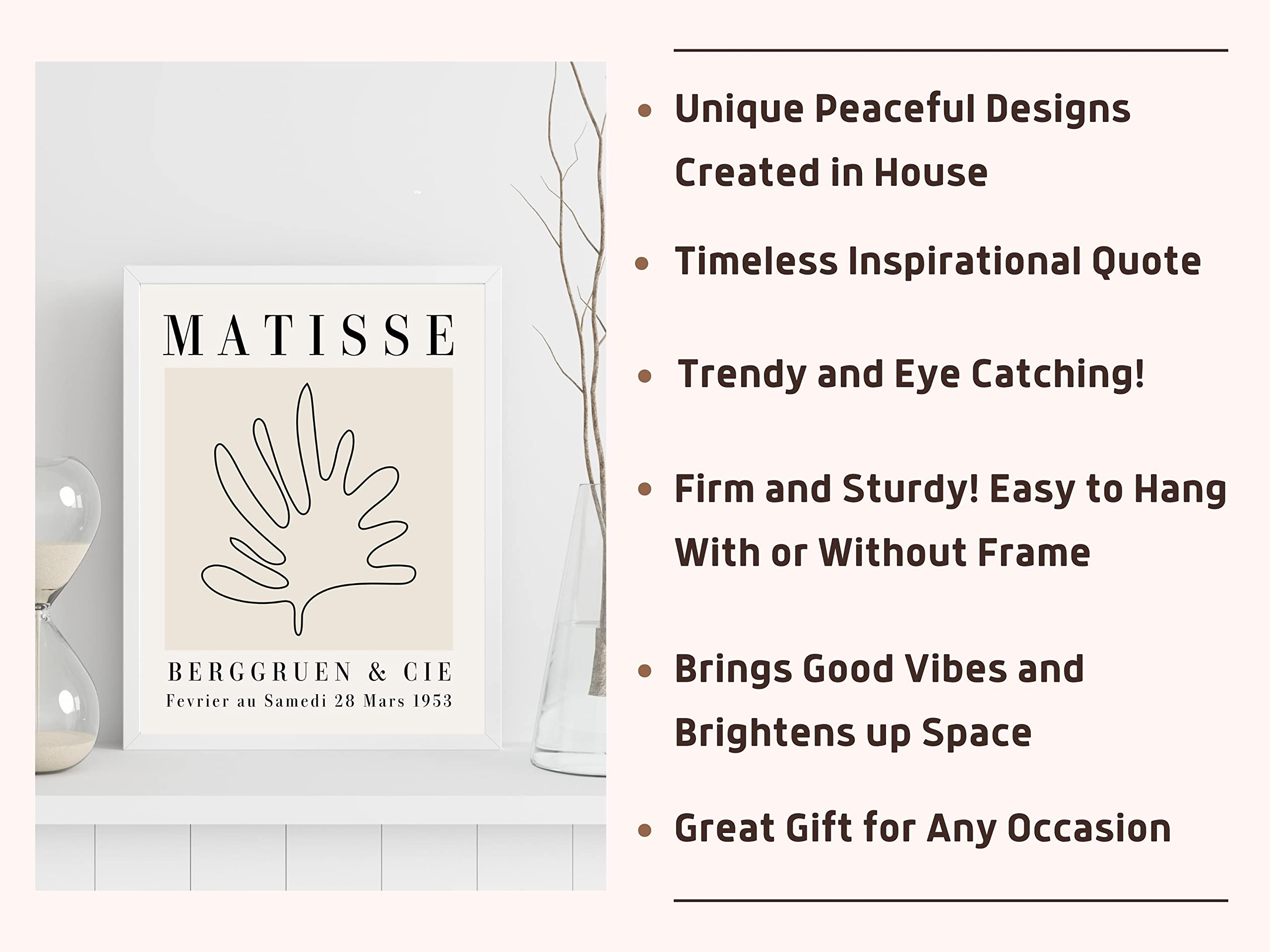 Juju'S Vibes Sage Green Matisse Wall Art Prints Aesthetic Posters, That Girl Aesthetic Room Decor Neutral Sage Green And Beige O