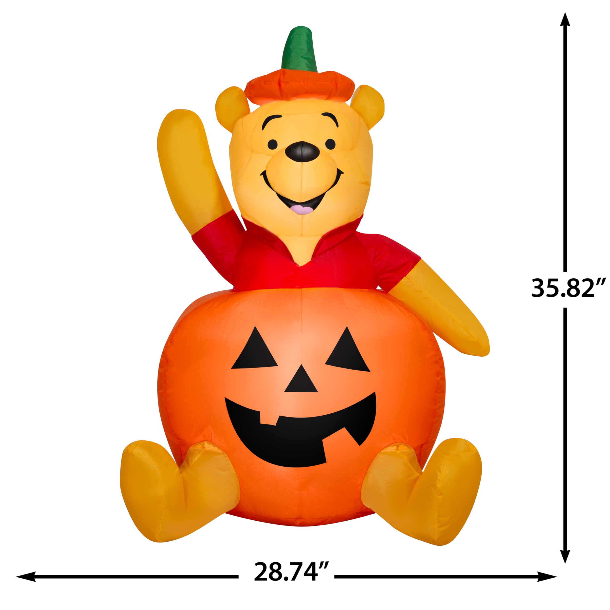 Gemmy Airblown Inflatable Pooh in Pumpkin Disney, 3 ft Tall, Multicolored