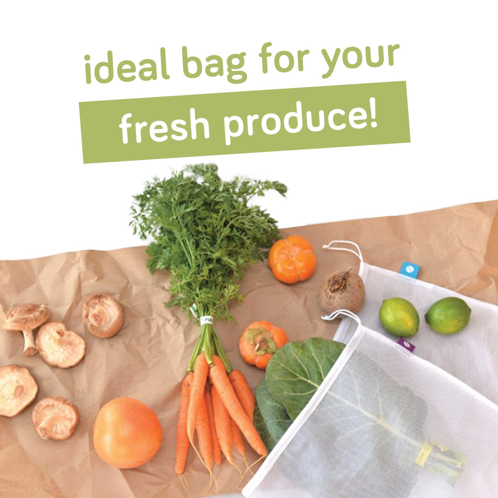 flip & tumble Reusable Produce Bags - Washable Mesh Set of 10, Eco-friendly Polyester for Fruits and Vegetables