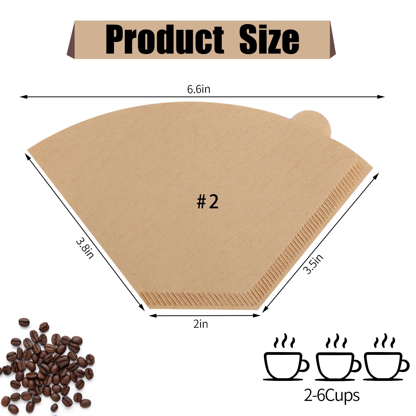 400 Count Cone Coffee Filters #2, 2 Coffee Filters Unbleached Natural Brown Disposable Coffee Filter Compatible With Pour Over A