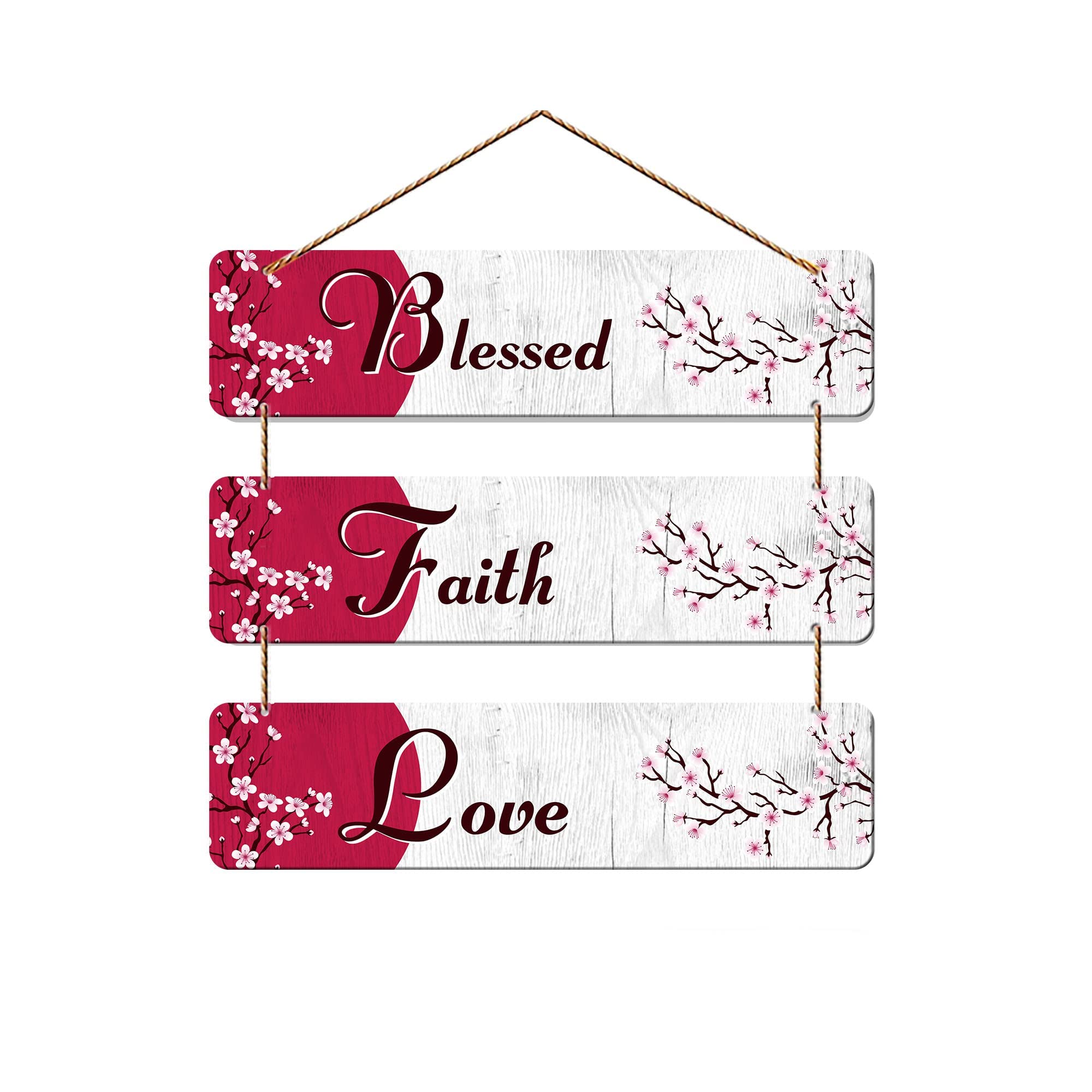 Artvibes Blessed Faith Love Wooden Wall Hanger for Home Decor | Office | Gifts | Bedroom | Living Room | Quotes Decorative Items