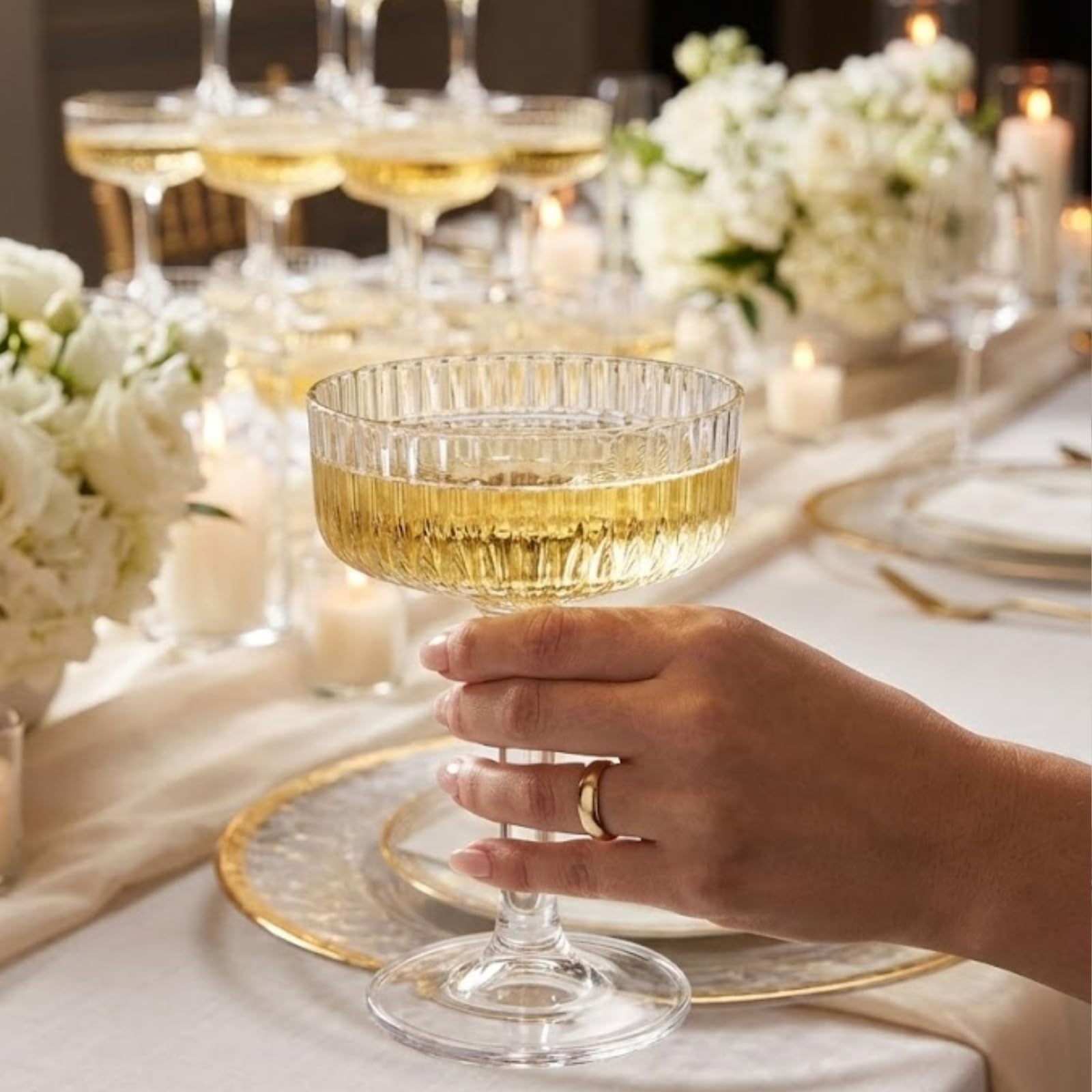 Premium ACRYLIC Champagne Tower Kit | 21 Stackable 7 oz
