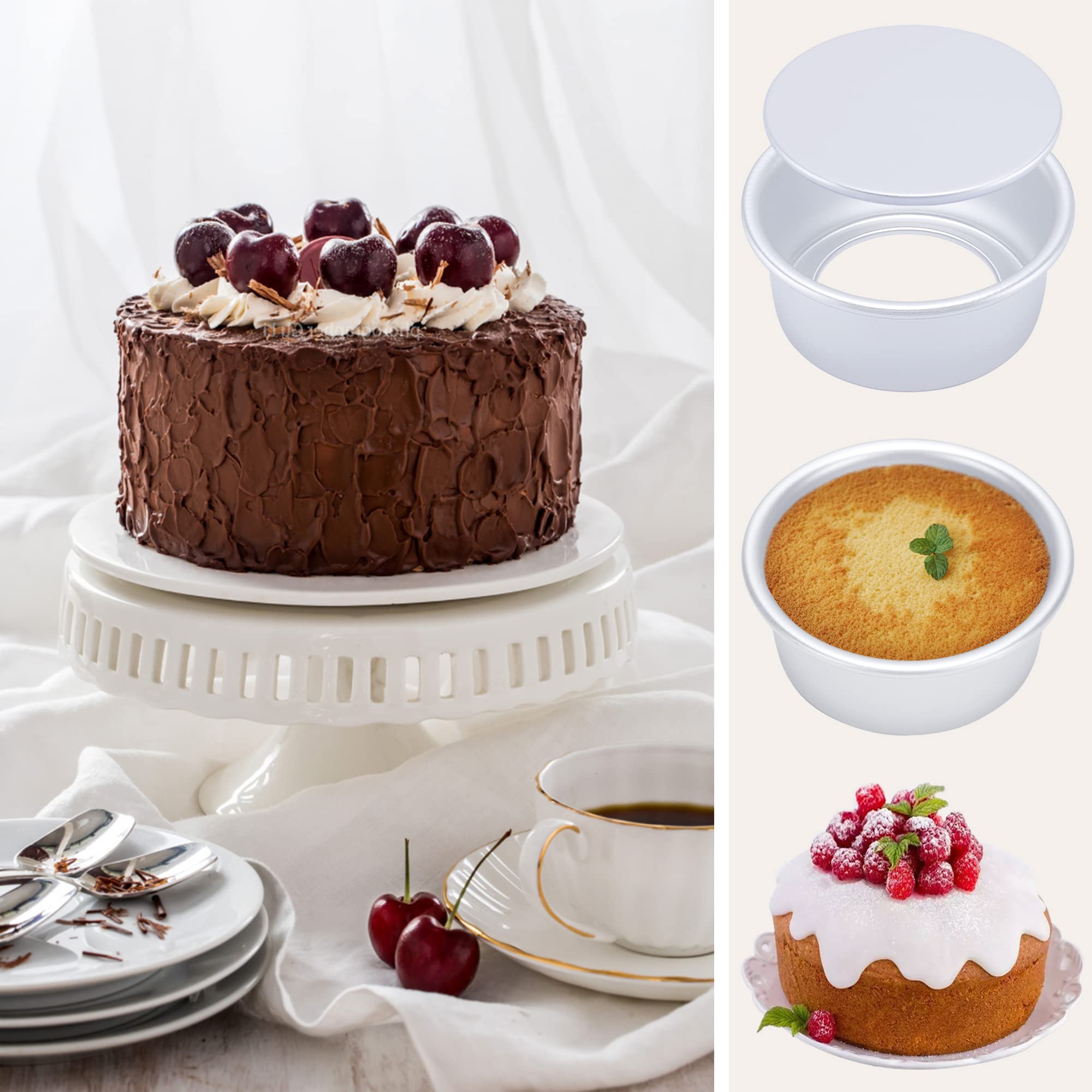 Awtbdp 4 Inch Round Cake Pan Set Of 8, Nonstick Aluminum Baking Pans With 100 Sheets Parchment Paper, Quick Release Removable Bo