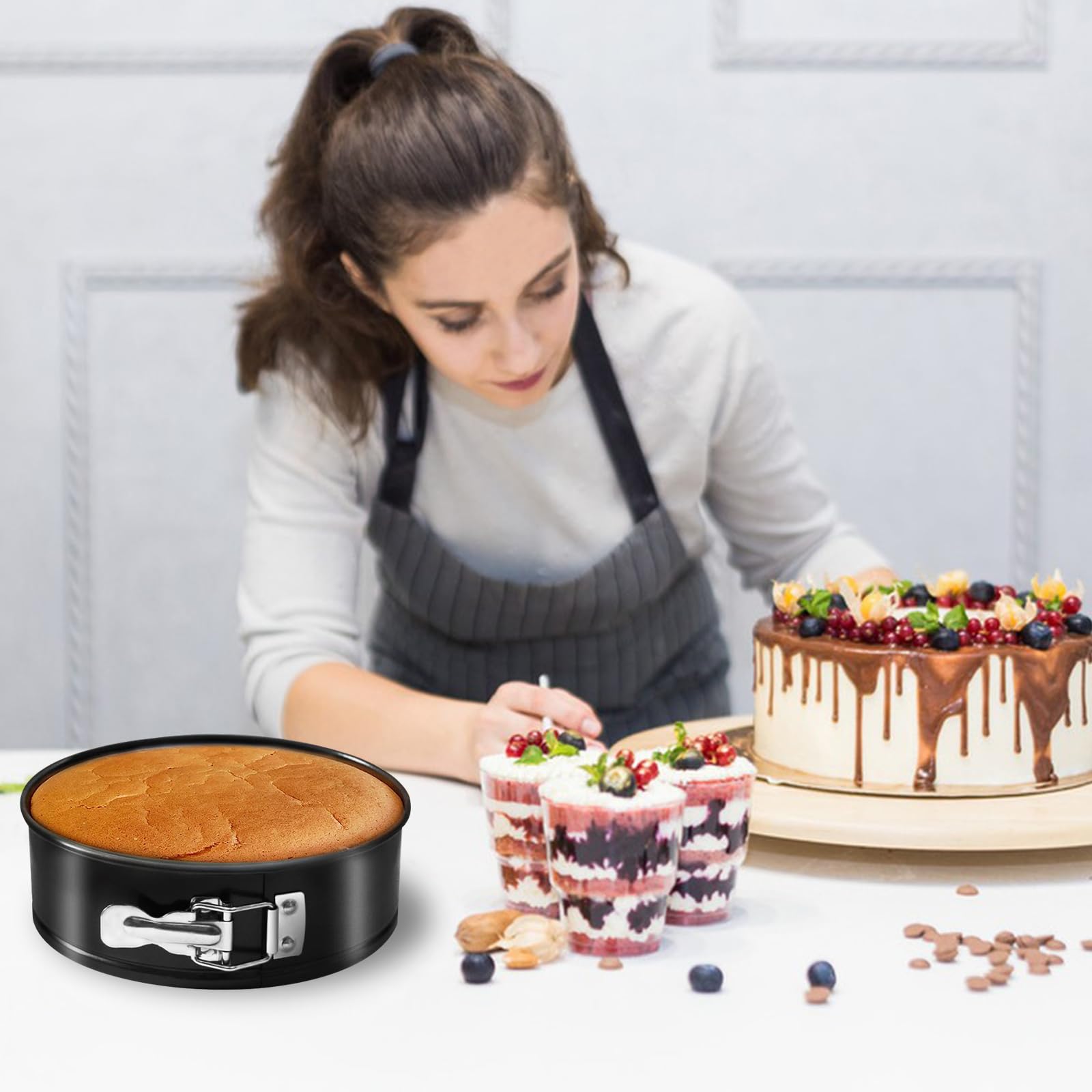 Springform Cake Pan Set, Non-Stick 6Pcs(7 8 8.5 9.5 10 11Inch) Cheesecake Pan Removable Bottom, Leakproof Round Spring Form Pans