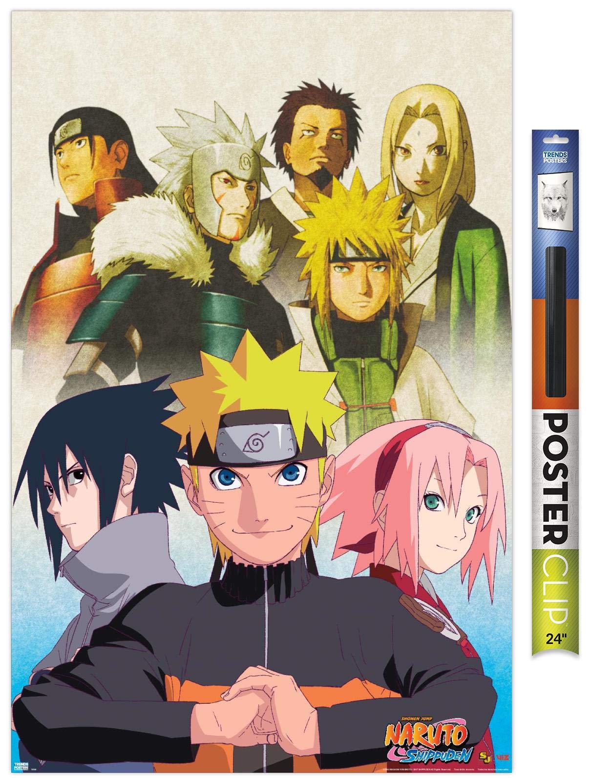 Trends International Naruto Shippuden - Key Art Wall Poster, 22.375'' X 34'', Poster & Clip Bundle