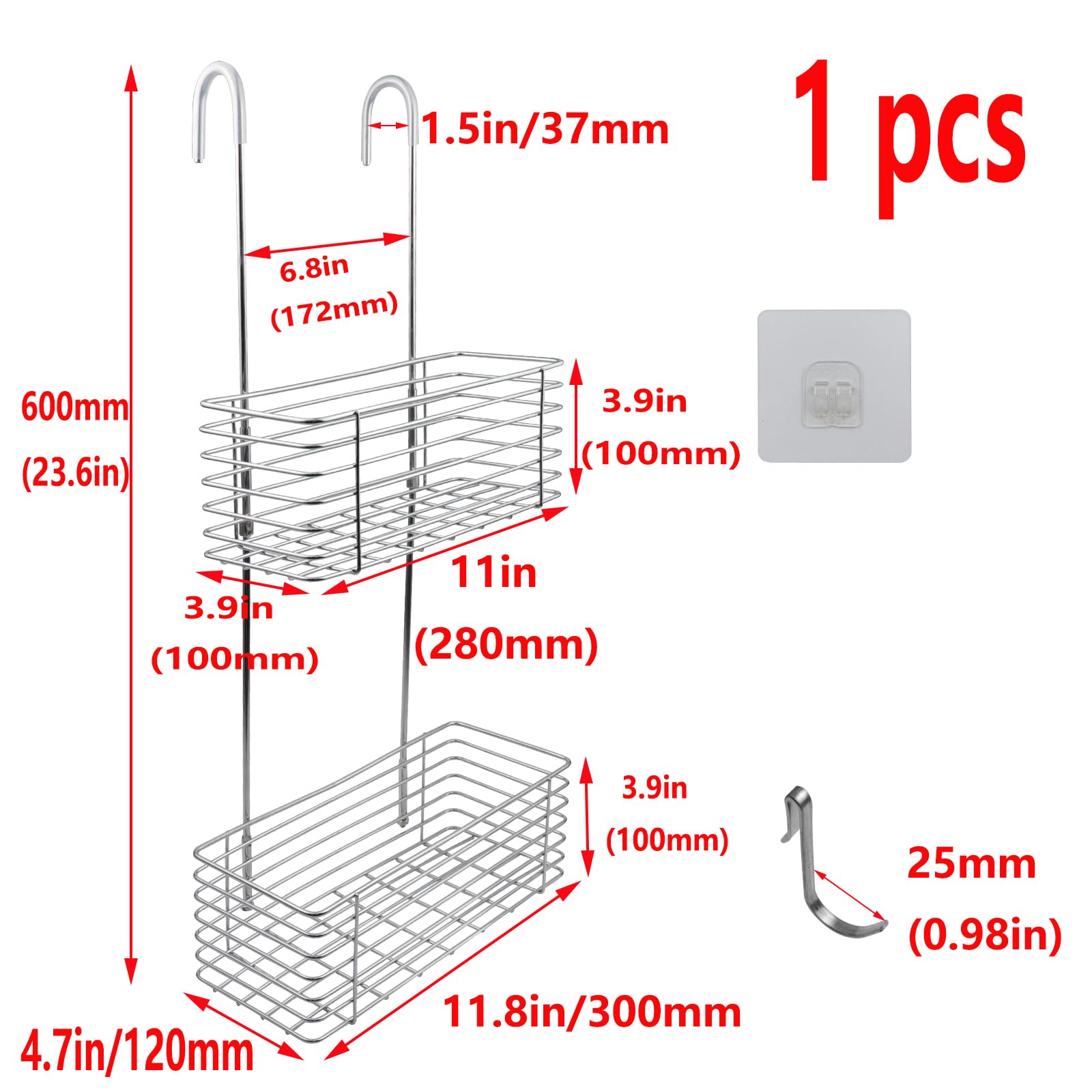 Antrader Hanging Shower Rack,Shower Caddy Hanging With Hooks,Hung On The Faucet Or The Door,The Back Hook Can Be Rotated,No Dril