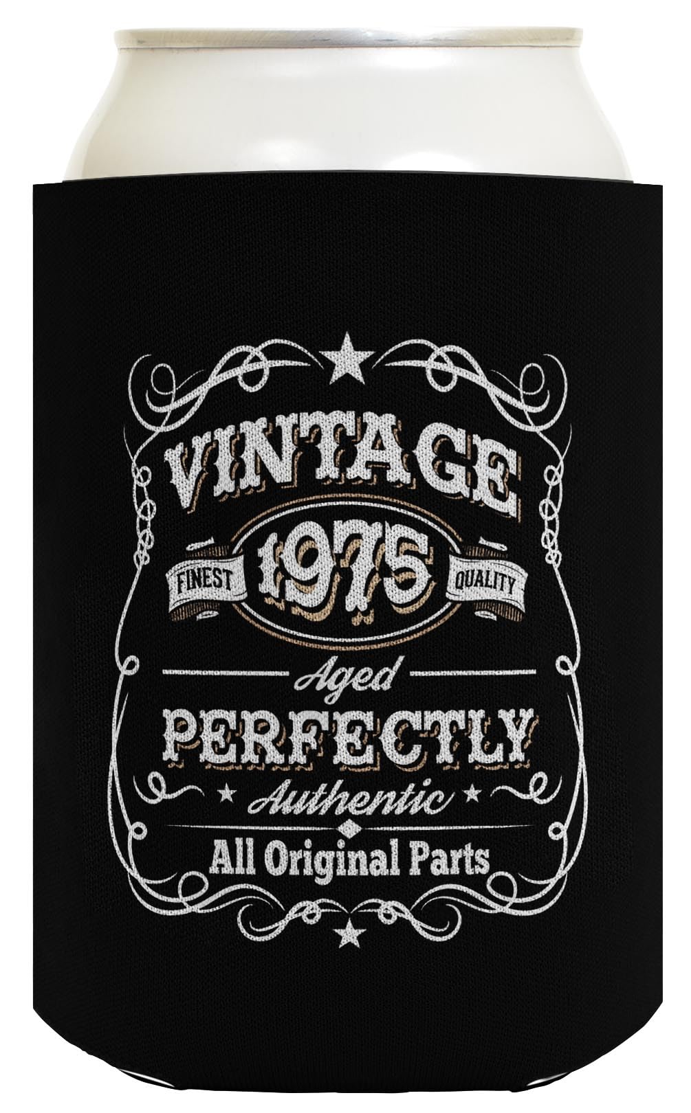 50Th Birthday Presents Vintage 1975 Aged Perfectly 2-Pack Can Coolie Drink Coolers Coolies Black