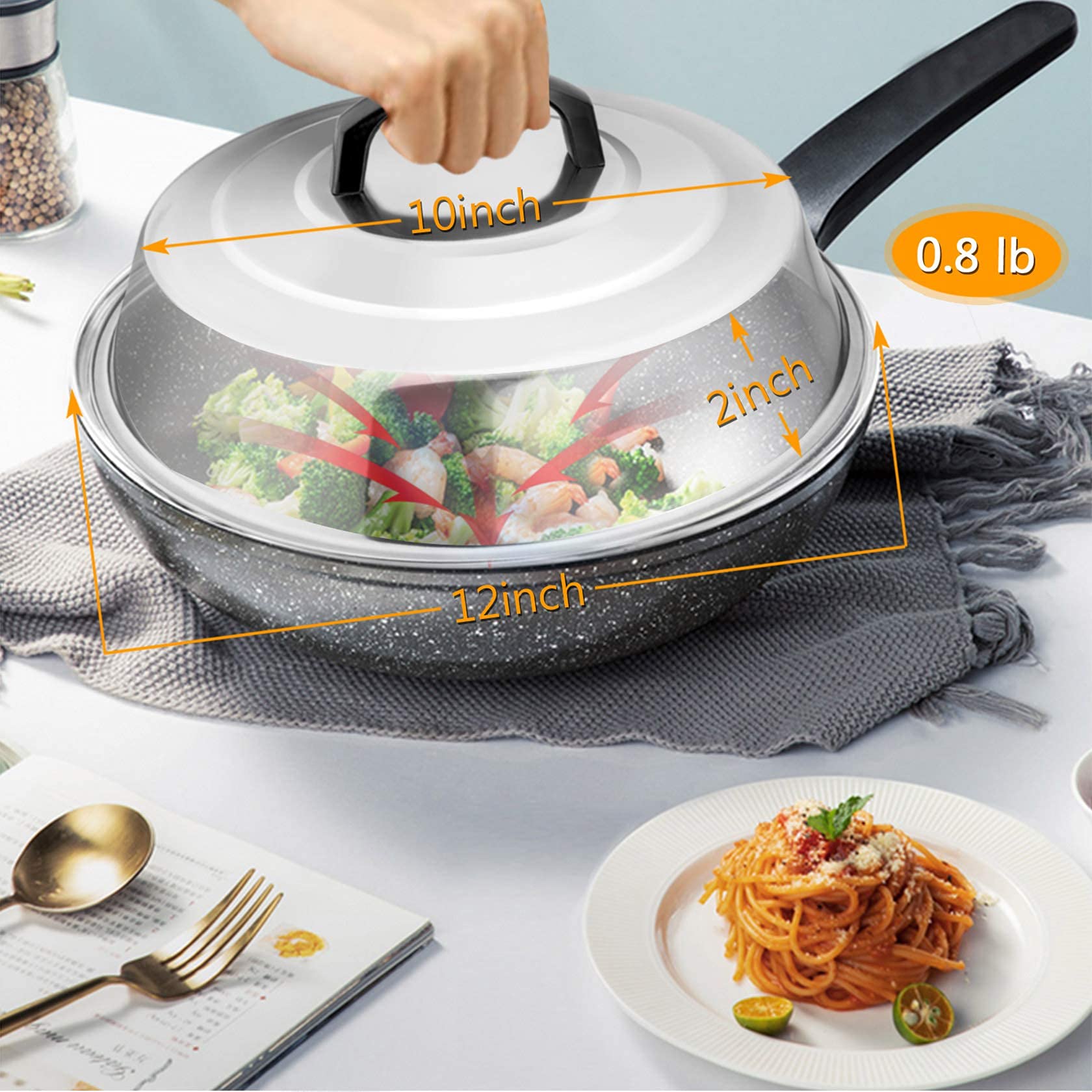 Leonyo 12'' Cheese Melting Dome  Metal Steam Basting Cover for Griddle Grill  Stainless Steel Griddle Accessories for BBQ Flat Top Kitchen Cooking Hamburger  Dishwasher Safe  Heat Proof Handle