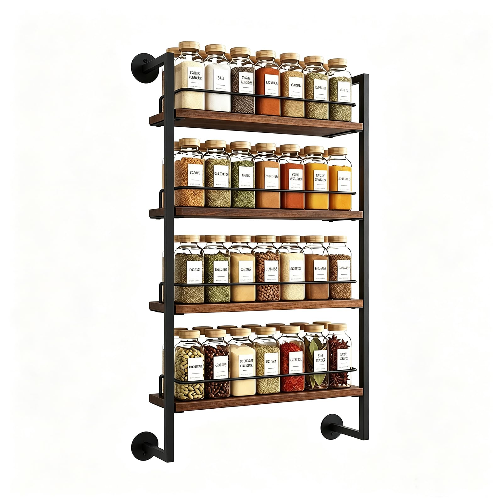 DEPSIS 4 Tier Spice Rack Wall Mounted for Kitchen, Large Capacity Organizer