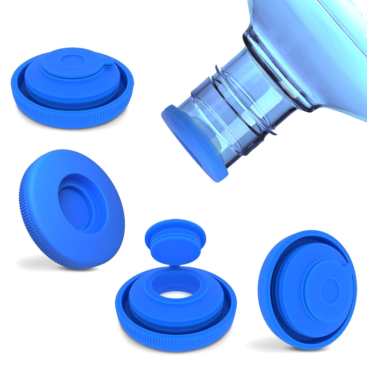 4Pcs 5 Gallon Water Jug Cap - Silicone Spill Stopper Water Jug 5 Gallon Water Bottle Replacement Lid Spill Guard Water Bottle Ca