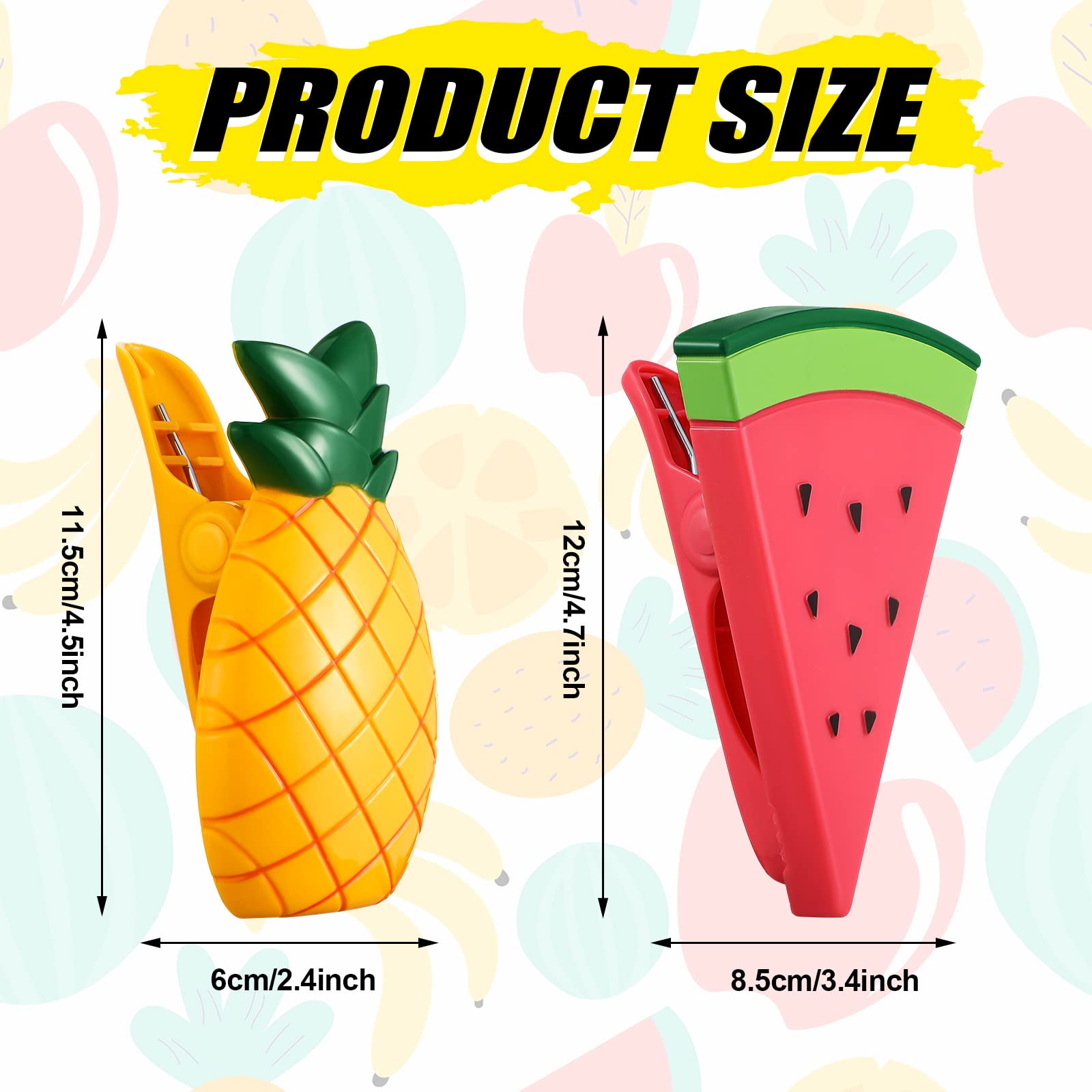4 Pieces Beach Towel Clips Chair Holders Portable Towel Holders For Holiday Pool (Pineapple And Watermelon Style)