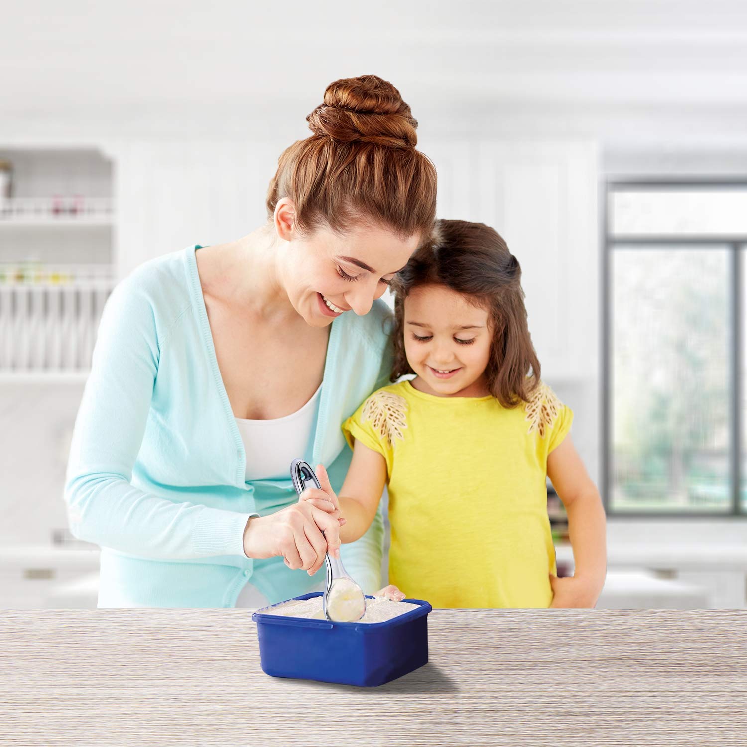 Jennimer Heavy Duty Ice Cream Scoop, Commercial Ice Cream Scoop With Hook Longer Professional Antifreeze-Metal Easy-Grip Unbreak