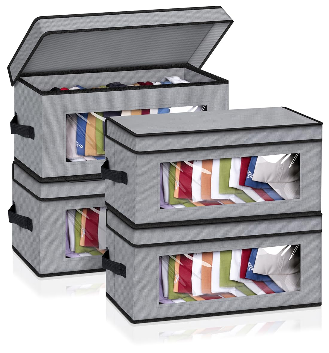 Sleeping Lamb Stackable Hat Organzier For Baseball Caps, 4 Pcs Hat Storage Boxes For Closet Hold 60 Caps With Cardboard, Grey