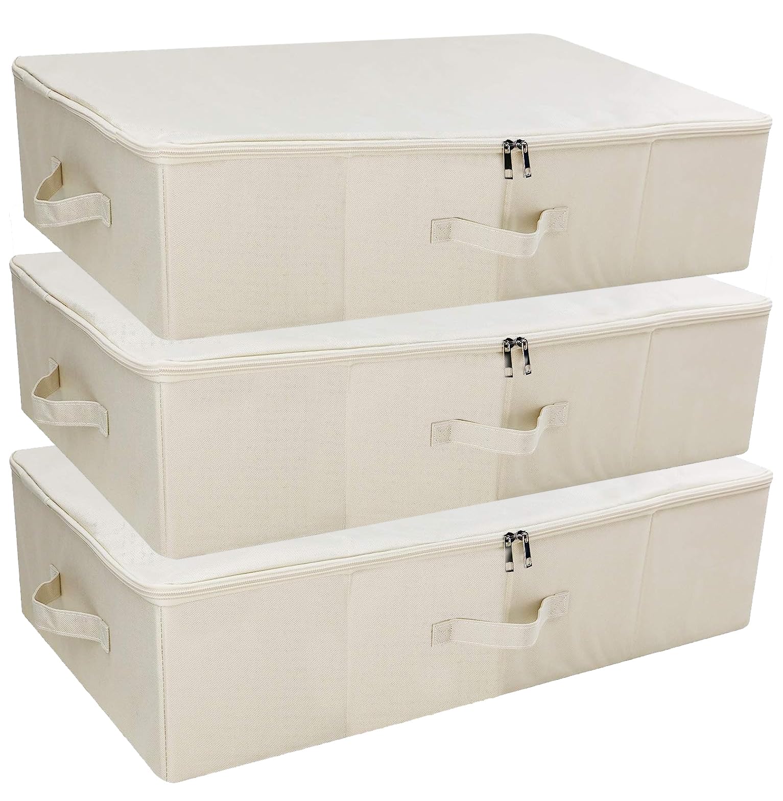 iwill CREATE PRO 3 Pcs Collapsible Rigid Storage Bins for Underbed Organiser, Folding Fabric Storage Boxes for clothing, Blanket
