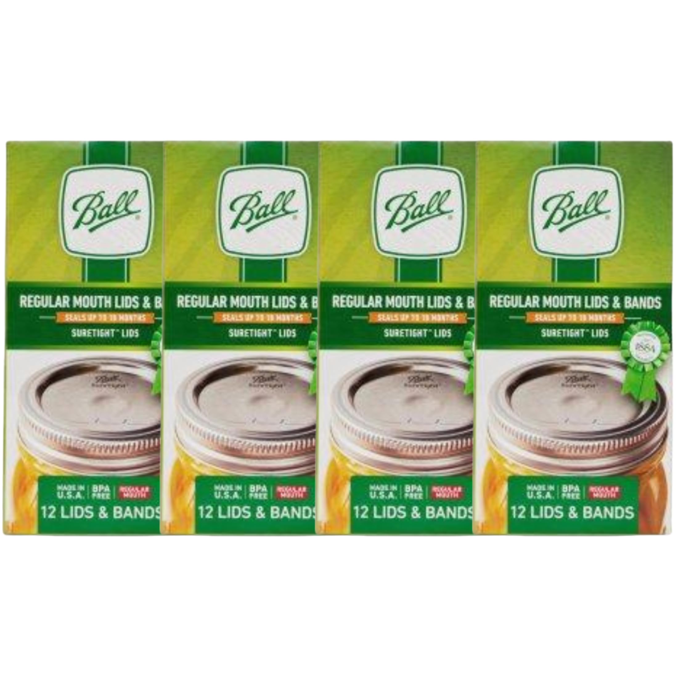 Ball Mason Jar Lids with Bands, Regular Mouth, 12 CT (Pack of 4)