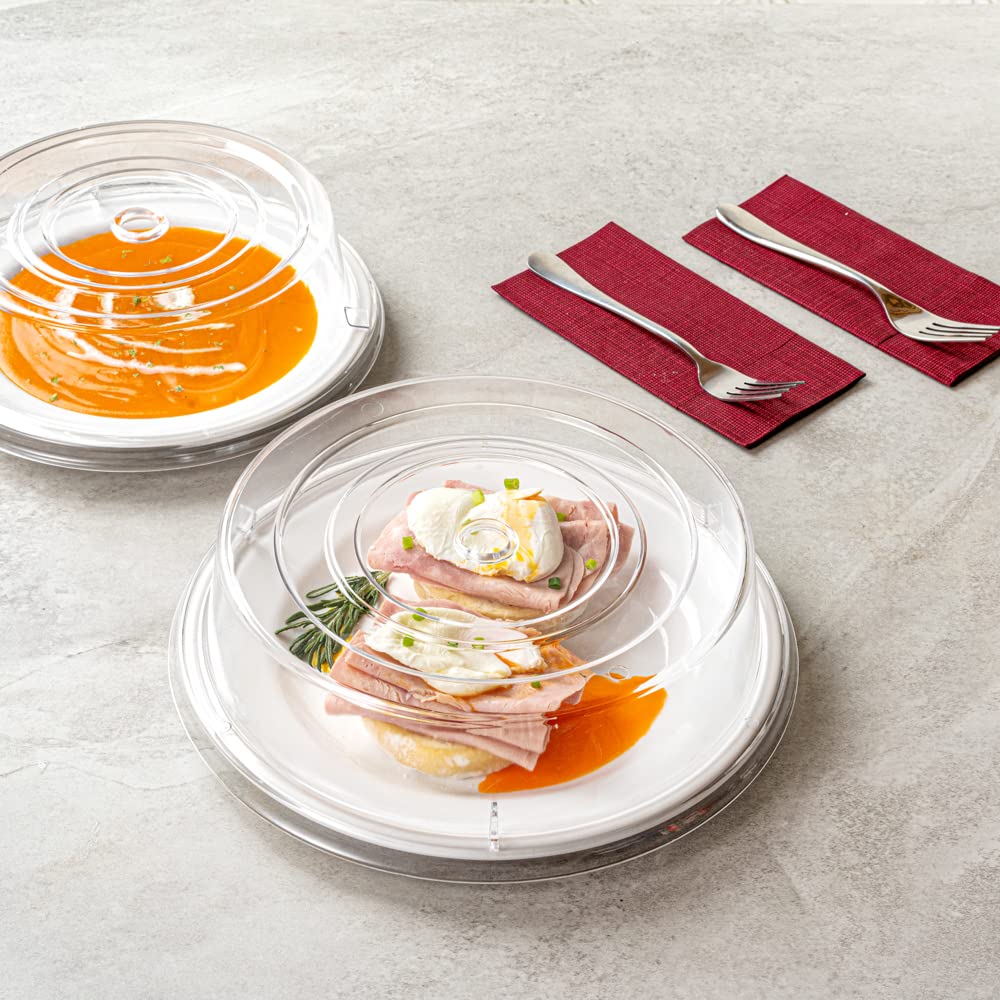 Restaurantware Cater Tek 11 Inch Polycarbonate Plate Cover 1 Shatterproof Dish Cover - Microwavable Endures Up To 210F Clear Pla
