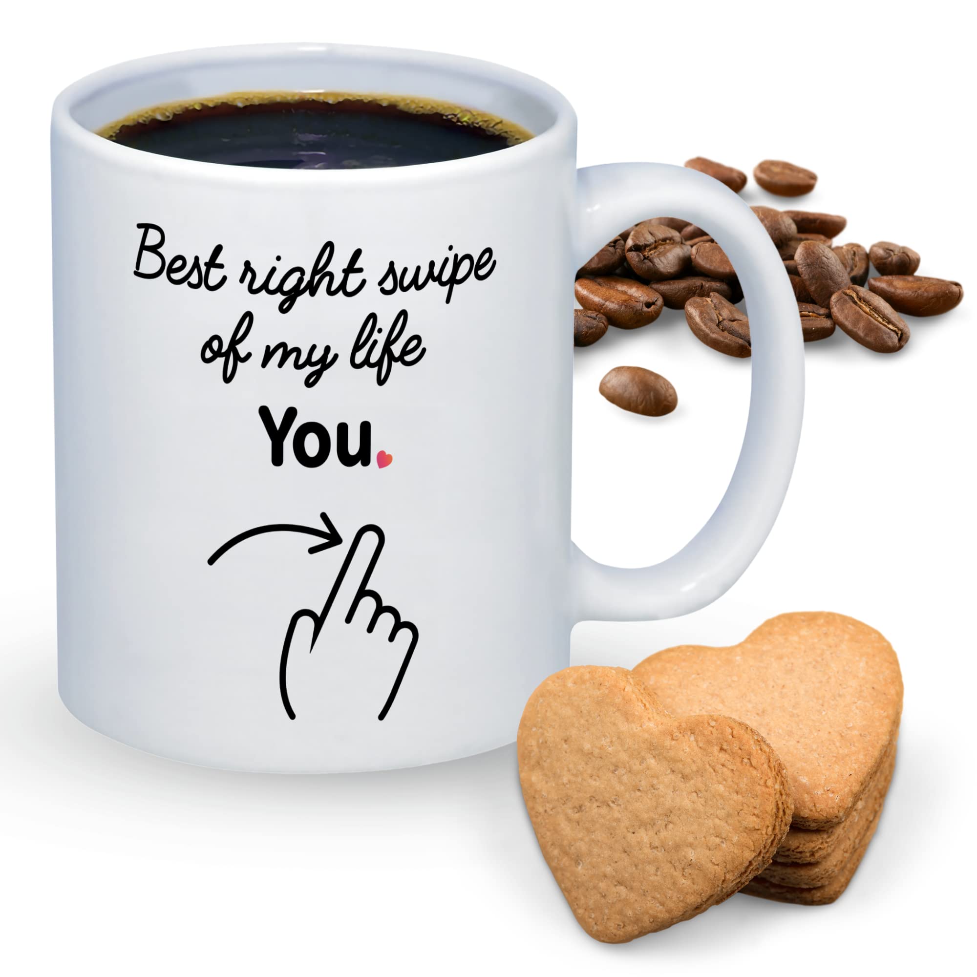 Suchmugs Us Swipe Right Mug, Love At First Swipe Funny Coffee Mug, Valentines Day Gift For Husband, Online Dating Gifts For Him,