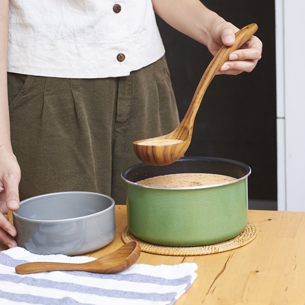 Faay Ladle, Serving Ladle, Cooking/Kitchen Ladle | 100% Eco Friendly Server Gravy Ladle, Wooden Kitchen Tool, Hand Carved Wood U