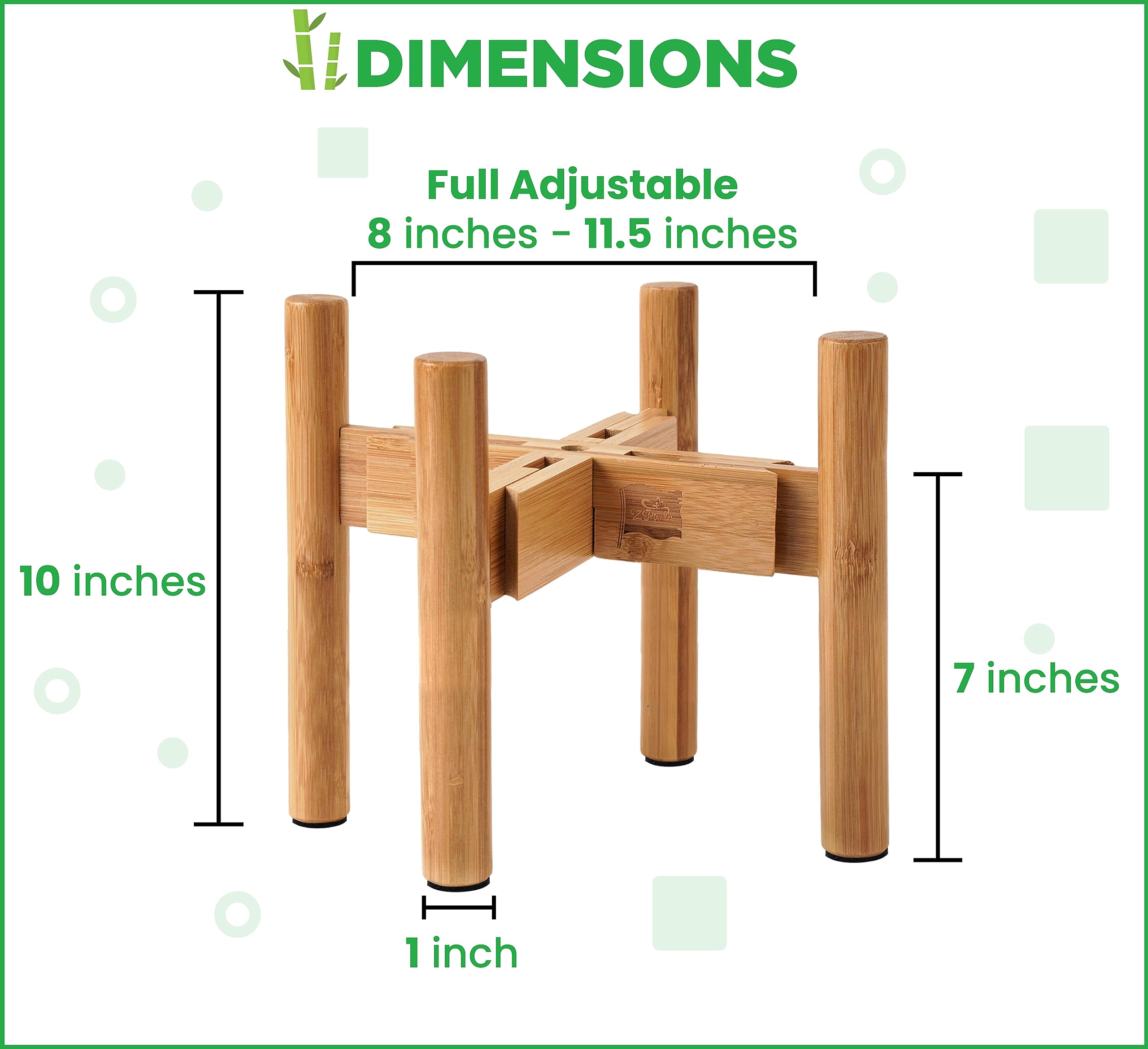 Drink Dispenser Stand - Beverage Glass Jar And Water Jug Holder - Adjustable Up To 11.5-Inch Wide - Bamboo
