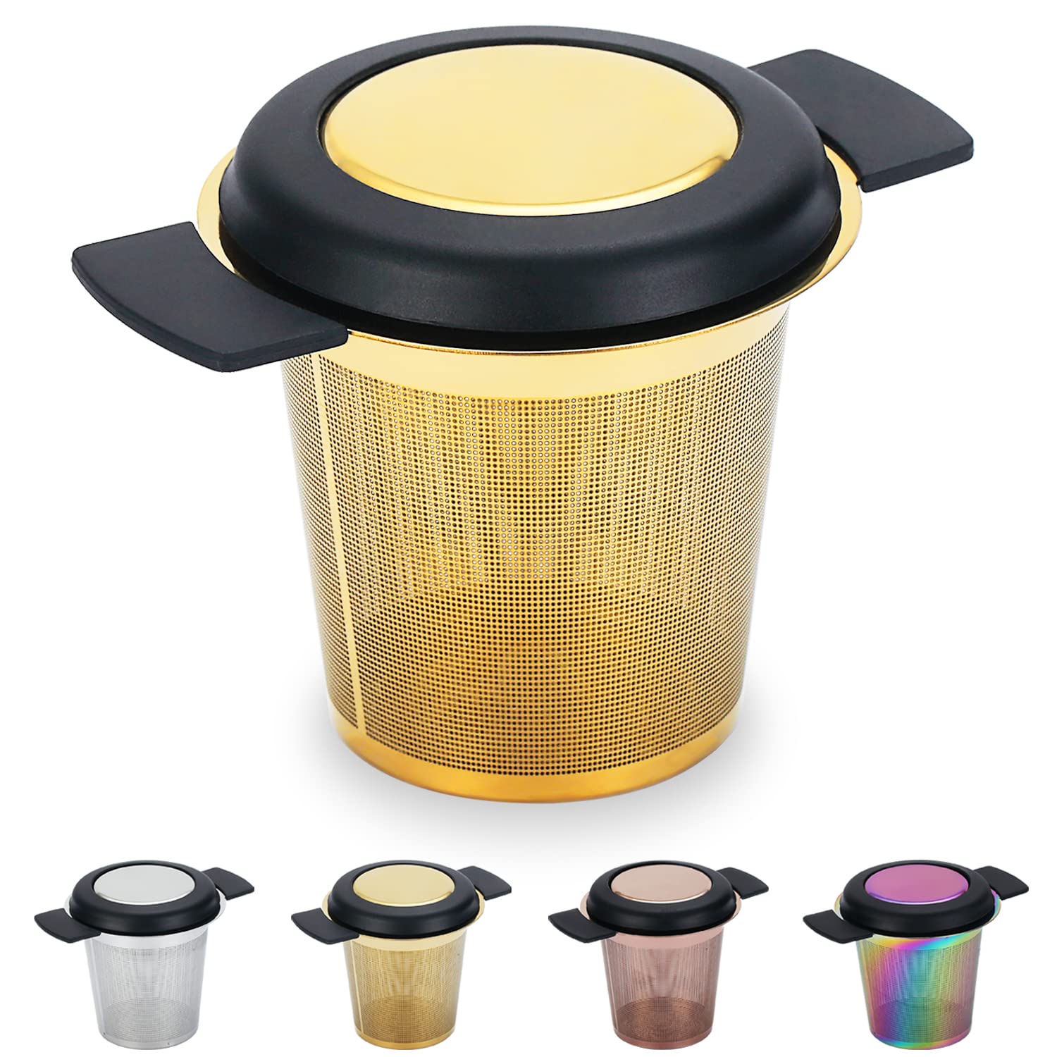Kyraton Gold Tea Infuser For Loose Tea, Stainless Steel Titanium Golden Plating Loose Leaf Tea Steeper Strainer, Coffee Infuser