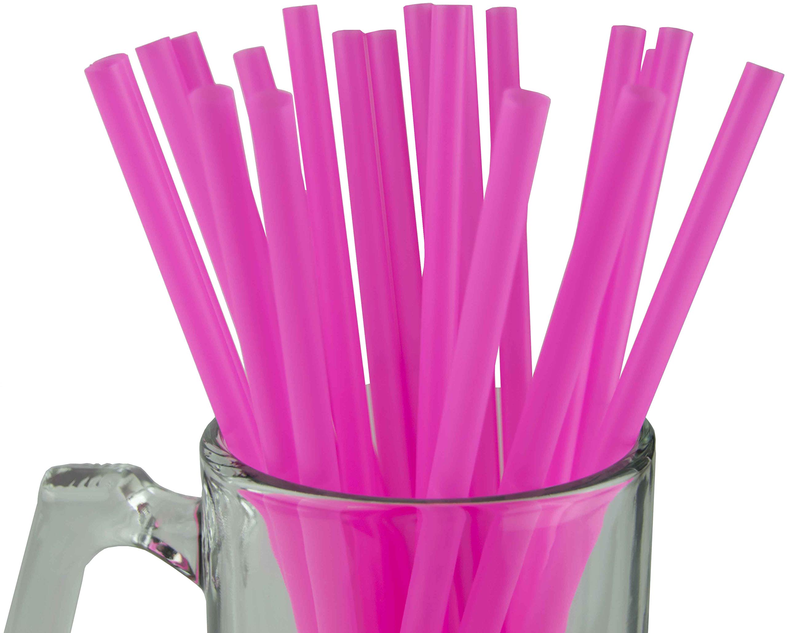 Made In Usa Pack Of 250 Jumbo Pink (10'' X 0.28'') Individually Wrapped Plastic Smoothie Drinking Straws (Non-Toxic, Bpa-Free)