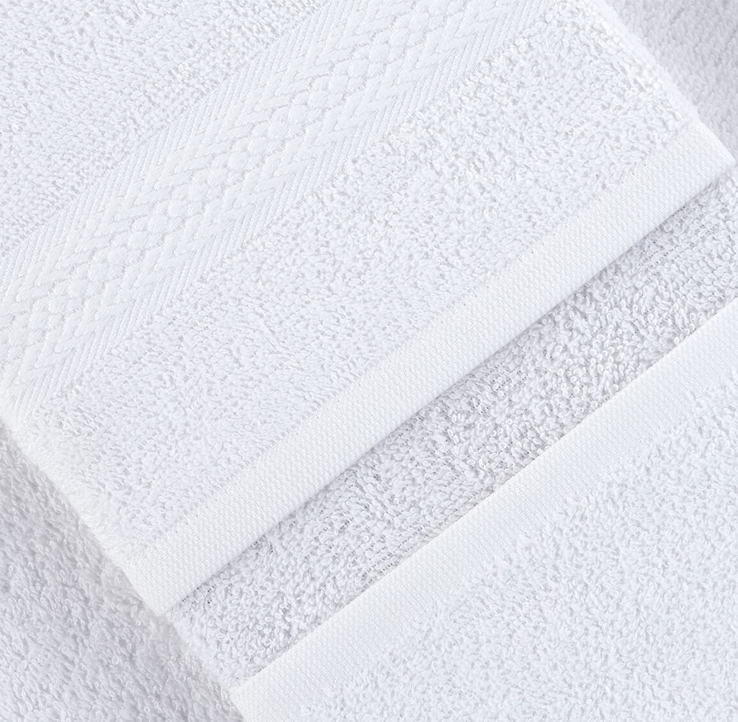 REGAL RUBY 4 Pieces White Washcloths Bath Linen Set Quick-Dry  Highly Absorbent  Soft Feel Towels  Premium Quality Flannel Face Cloths