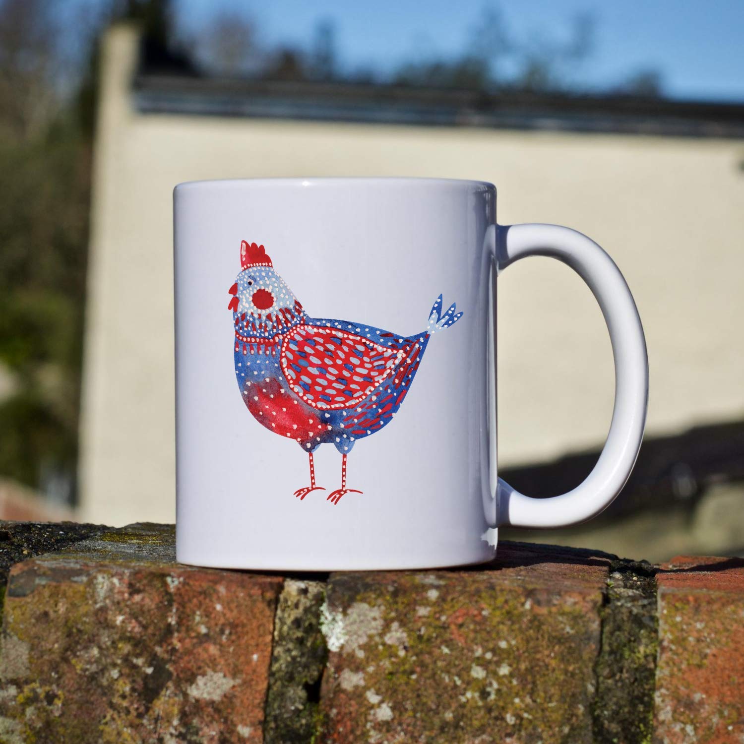 Farmhouse Chicken Coffee Mug - Folk Art Gift For Chicken Lovers - Hen Kitchen Decor