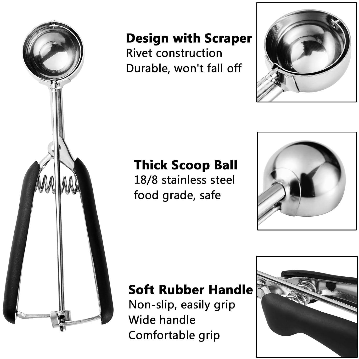 Sunnorn Cookie Scoop 2 Tablespoon, 40/2 Tbsp Cookie Scoop For Baking, Medium Cookie Dough Scoop, Cookie Scooper, Melon Baller Sc