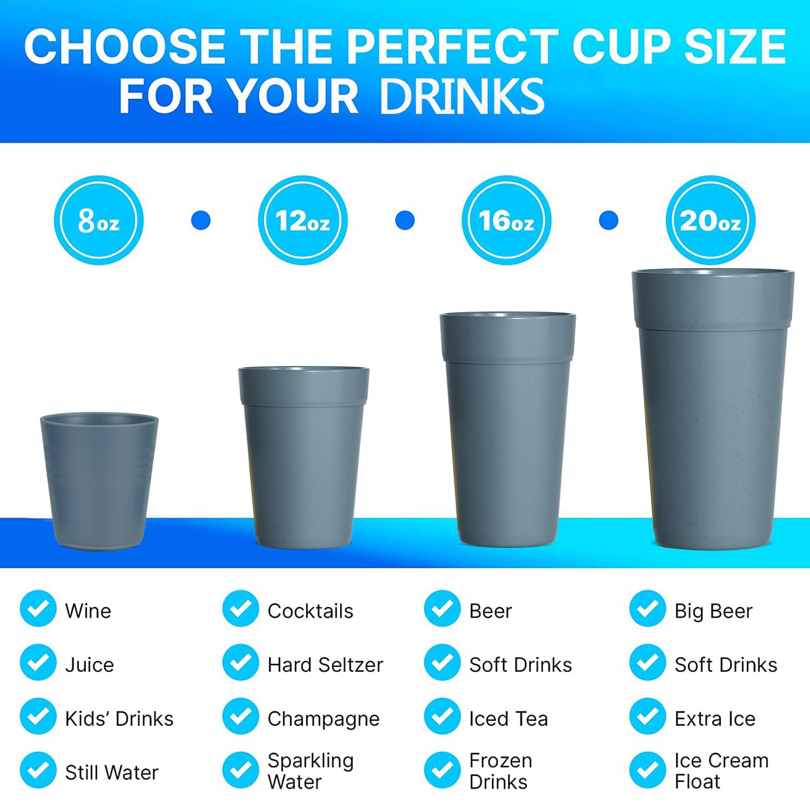 Homestockplus ?Set Of 8? 20 Oz Tumbler Cups,Unbreakable Drinking Cups Microwave And Dishwasher Safe Bpa Free E-Co Friendly Reusa