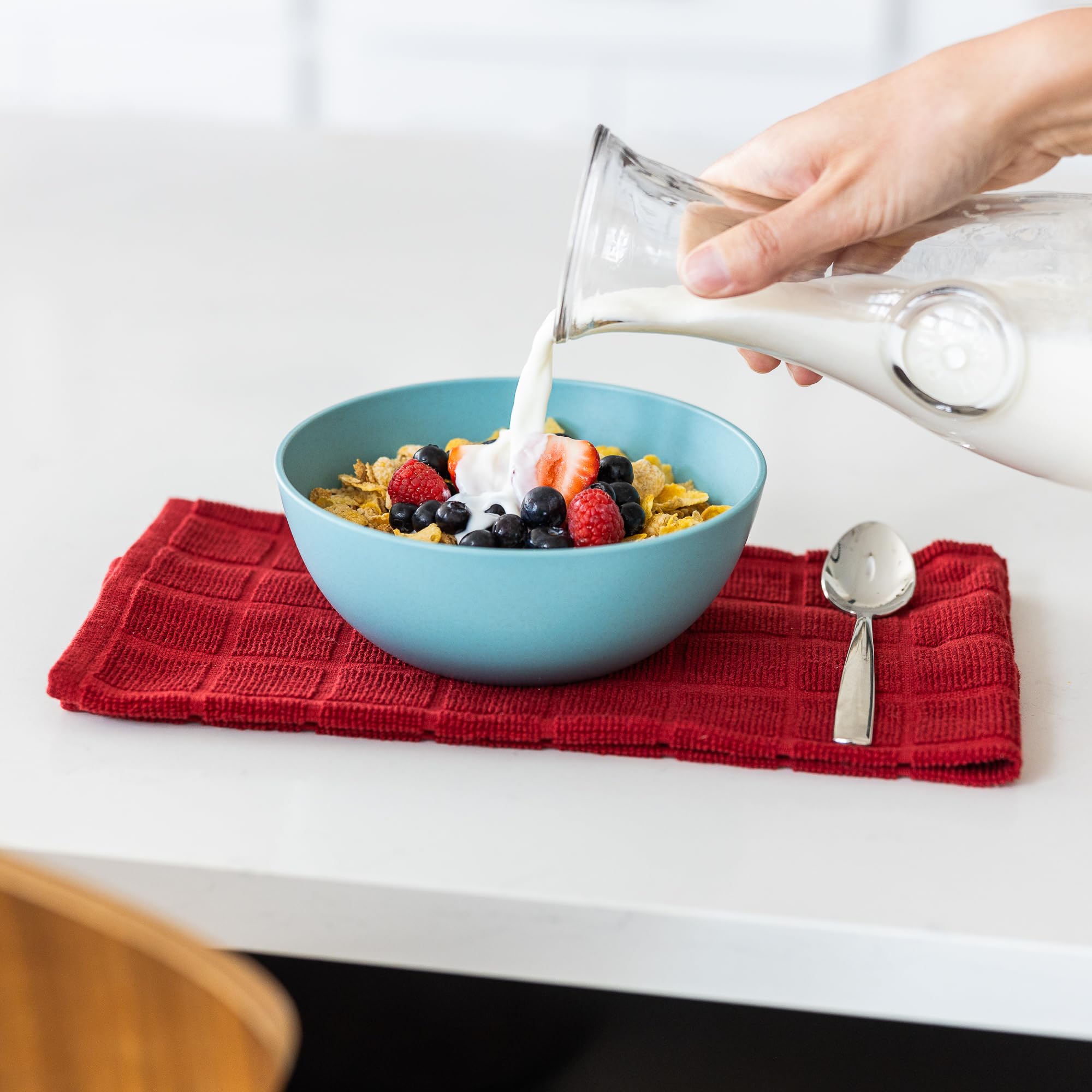 Grow Forward Premium Wheat Straw Bowls Set Of 8 - Reusable 34Oz Hard Plastic Cereal Bowls - Unbreakable Microwave Safe Bowls For