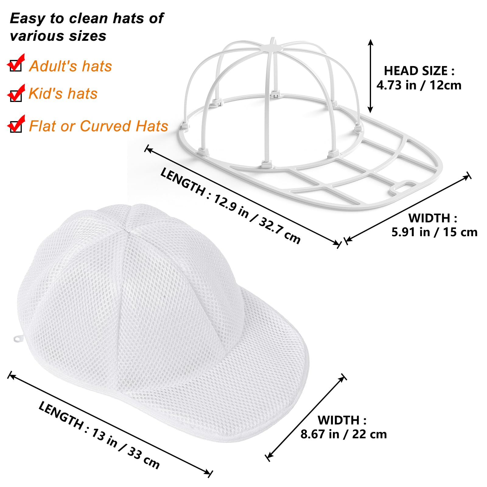 Coopache 1 Pack Hat Washer Cage For Washing Machine Ball Cap Washer Hat Cleaner For Baseball Caps Cleaning Holder Frame With Hat