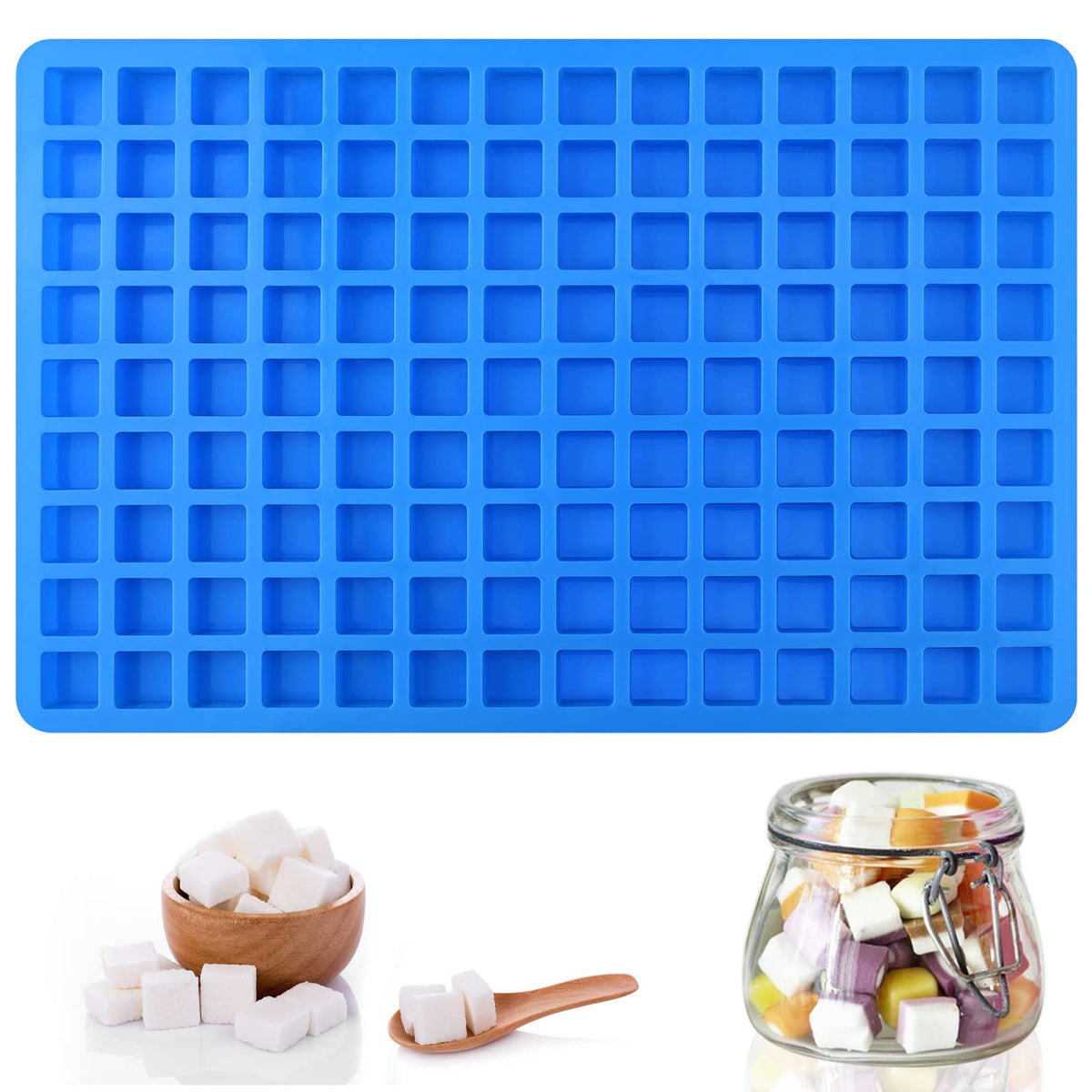 Sakolla126 Cavities Square Candy Silicone Molds, Mini Silicone Molds For Chocolate, Hard Candy, Ice Cubes, Caramel