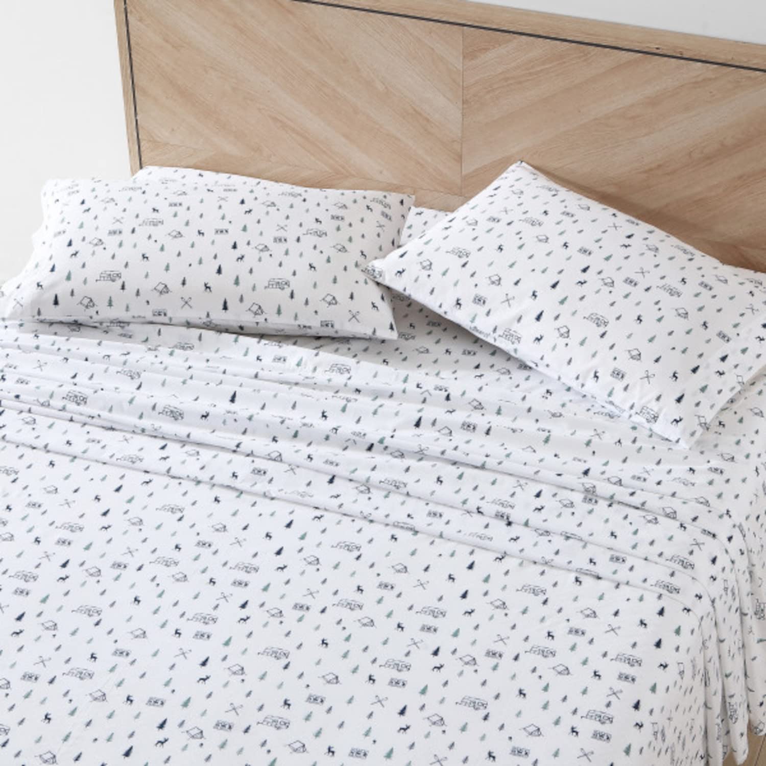 Eddie Bauer - Full Sheets, Cotton Percale Bedding Set, Crisp  Cool Home Decor (Campout Dark Blue, Full)
