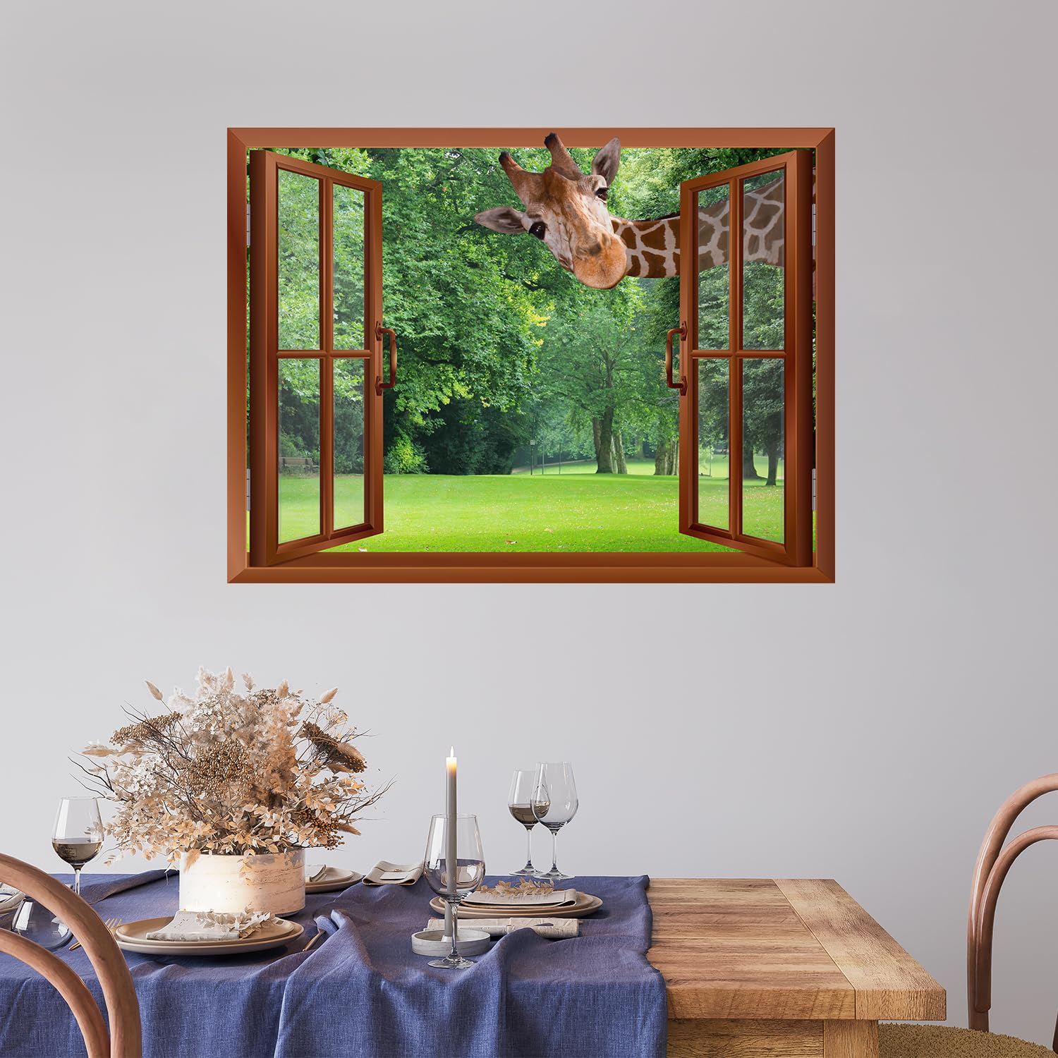 wall26 - A Giraffe Sticking its Head into an Open Window  Removable Wall Sticker/Wall Mural - 24''x32''